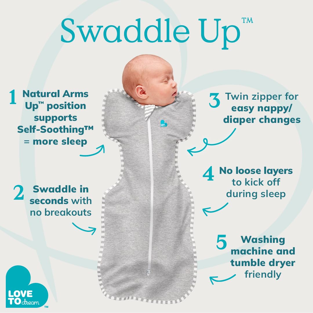 Love To Dream Swaddle Blanket for Newborns 0-6 Months - 0.2 TOG Baby Sleeping Bag with Arms - Soft Cotton Fabric for Comfortable & Quiet Sleep - Essential Baby Shower Gift for Boys & Girls - Perfect for Nursery, Nighttime & Travel Use
