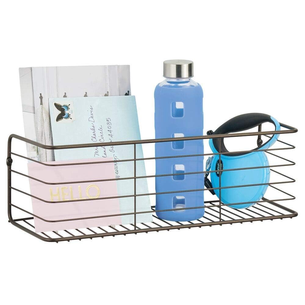 Multipurpose Iron Wall-Mounted Kitchen Shelves Spice Rack - Medium Size 16x5.5x5.5 Inches - Black Spice Holder & Bottle Organizer - Perfect for Kitchen, Bathroom, Garage Storage & Organization