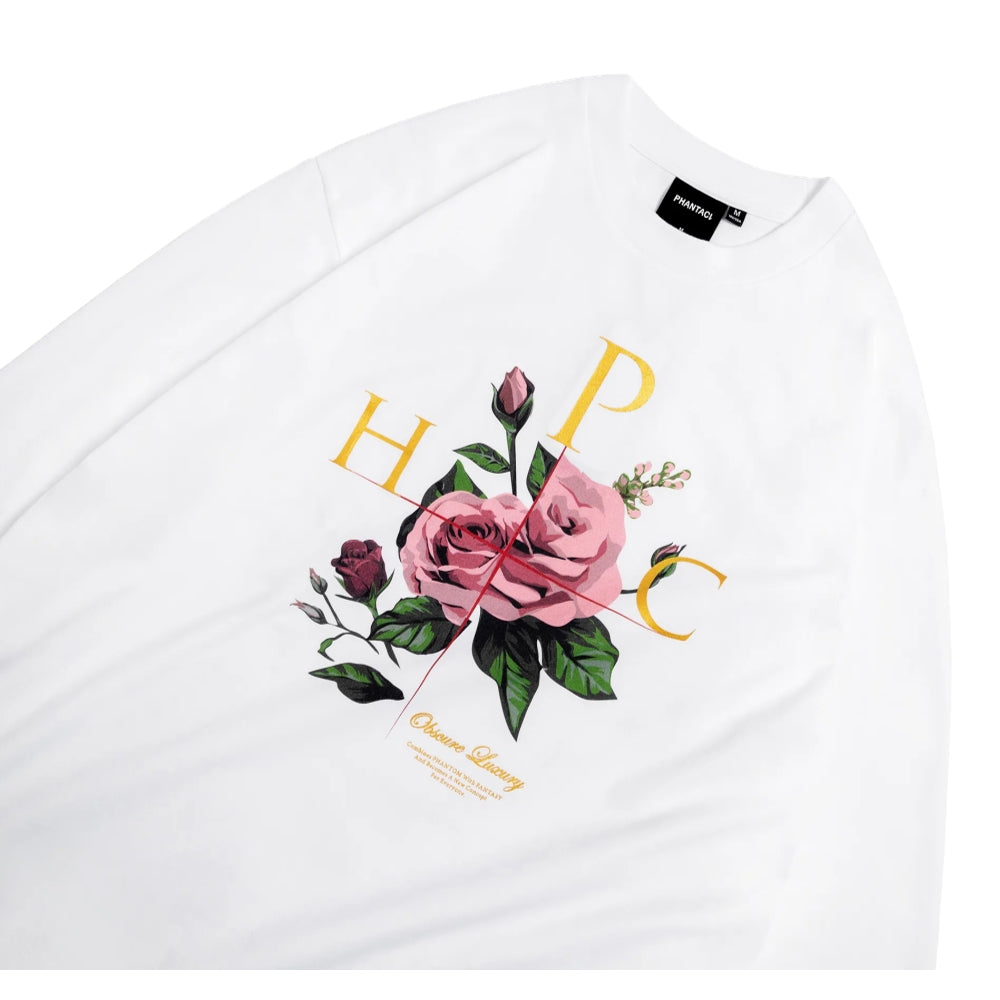 PHANTACI PARTING FLOWER Long Sleeve T-Shirt White - Trendy Streetwear for Men | Perfect for Casual Outfits & Urban Fashion