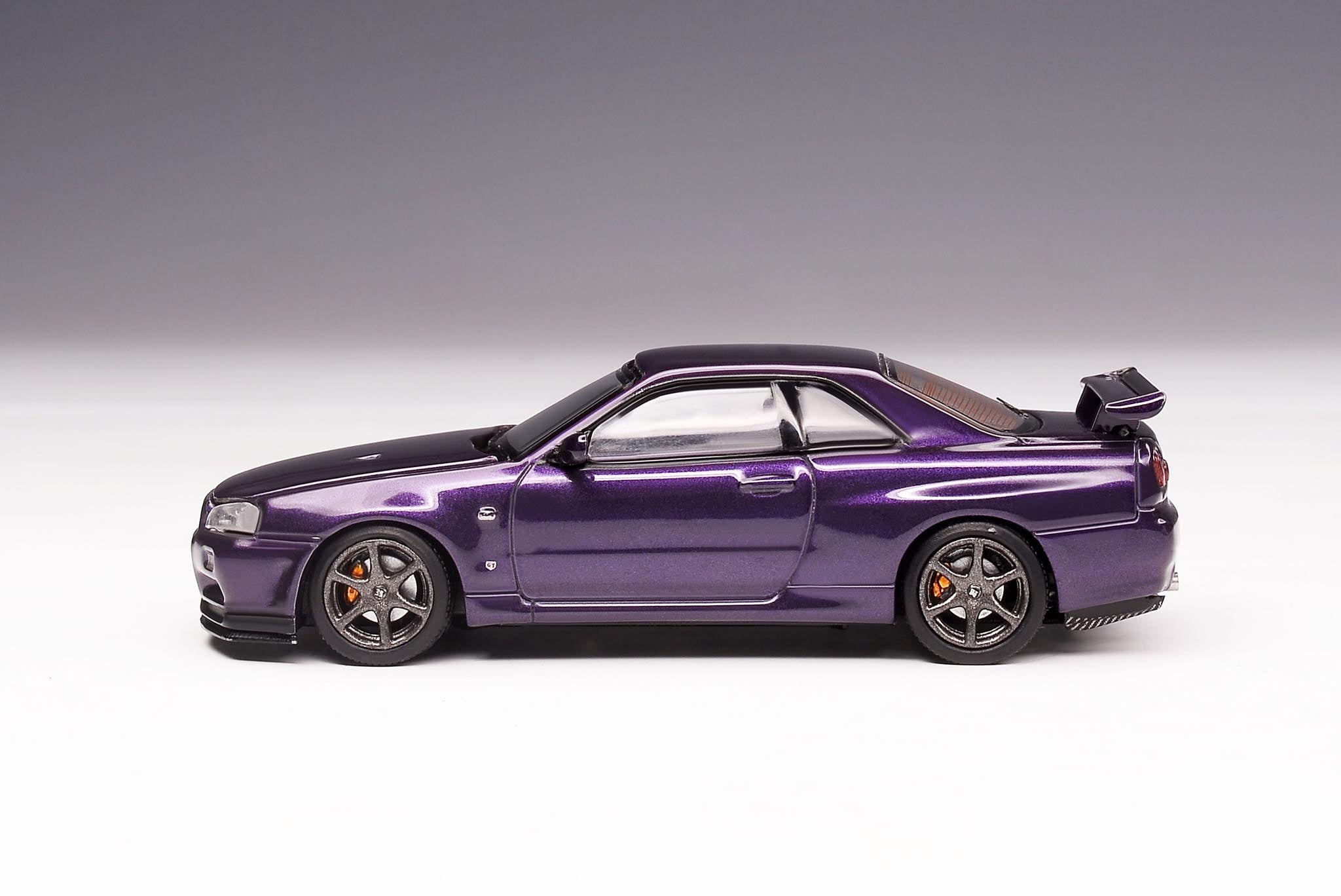 MotorHelix 1/64 Scale Diecast Nissan Skyline GT-R R34 (BNR34) Midnight Purple - Collectible Model Car for Display, Gifts & Racing Enthusiasts