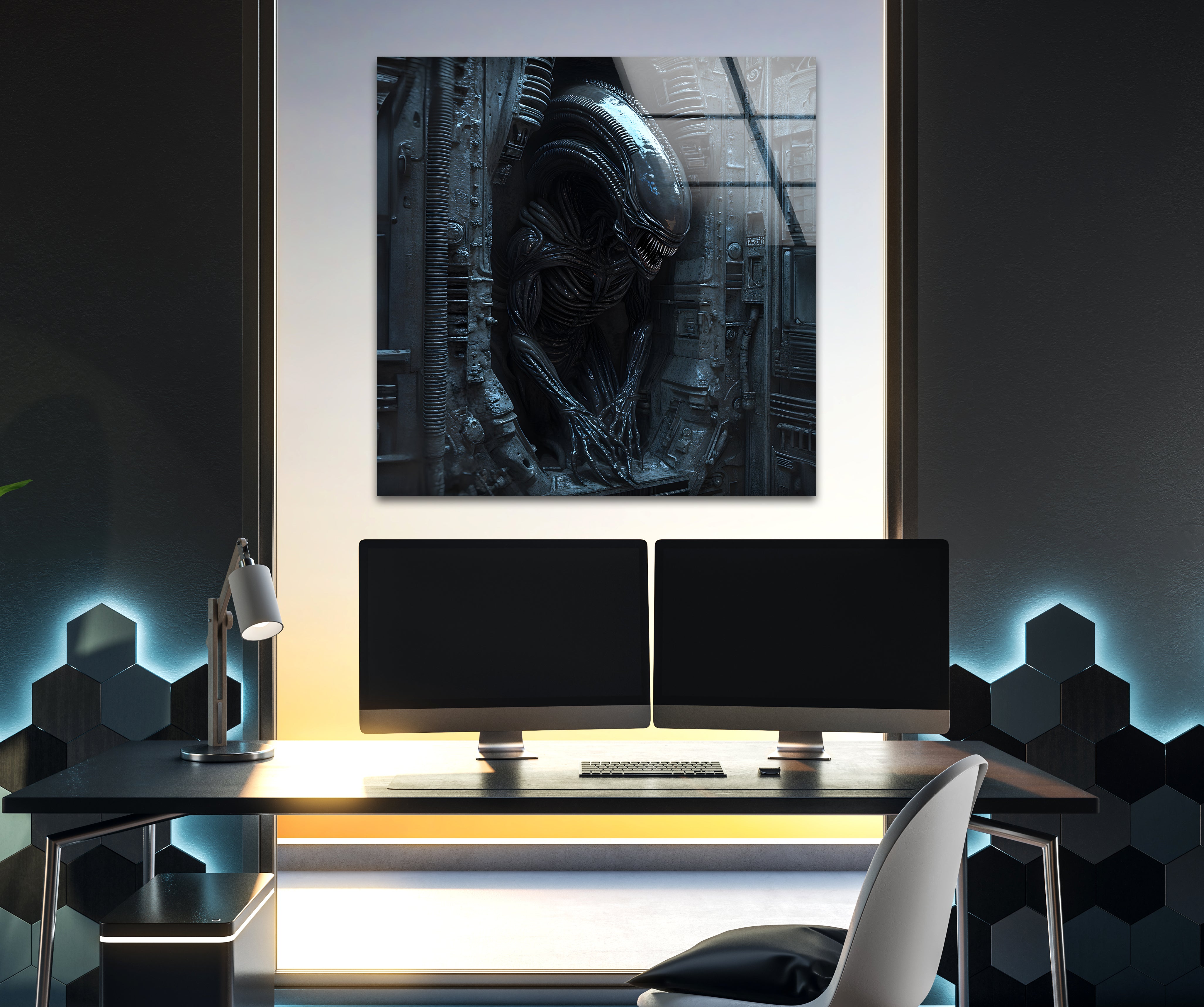 Alien Movie Glass Wall Art - Sci-Fi Home Decor for Living Room, Bedroom & Office - Perfect Gift for Movie Fans & Collectors
