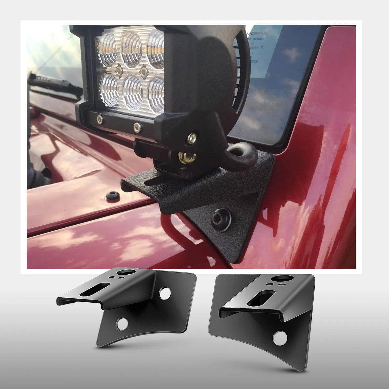 Universal A-Pillar Windshield Hinge Mount Bracket for Jeep Wrangler JK (2007-2017) - Compatible with Action Cameras, GPS & Off-Road Lights - Perfect for Off-Roading, Camping & Adventure Trips