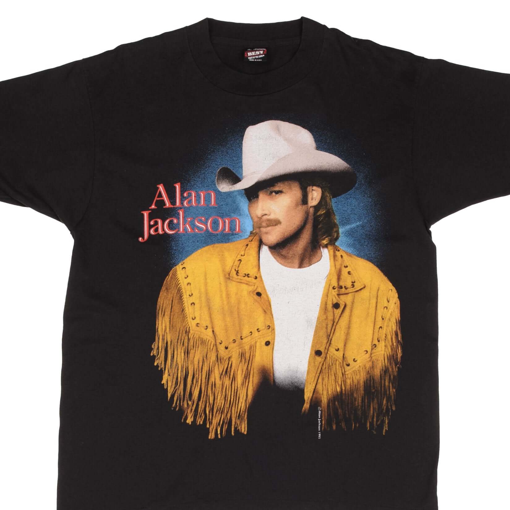 Vintage Alan Jackson 1993 Tour T-Shirt - Large Size, 100% Cotton, Made in USA - Perfect for Concerts, Country Music Fans & Retro Fashion Lovers
