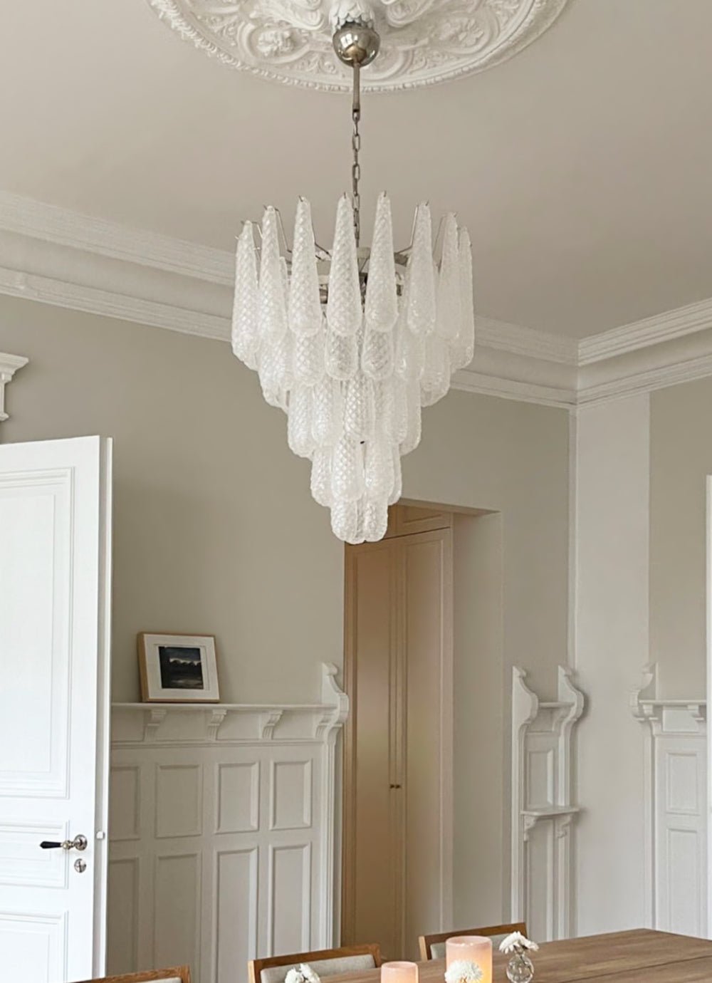 Murano Glass Droplet Chandelier - Handcrafted Italian Crystal Pendant Light Fixture for Dining Room, Living Room & Bedroom Decor