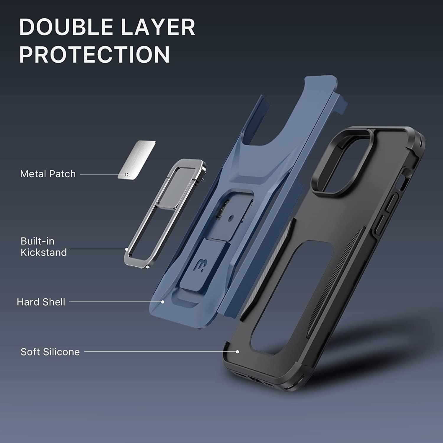 Magnetic Phone Case for iPhone 14 Pro (6.1 Inch) - Shockproof Protective Cover with Car Mount Compatibility - Blue - Perfect for Driving, Travel & Everyday Use