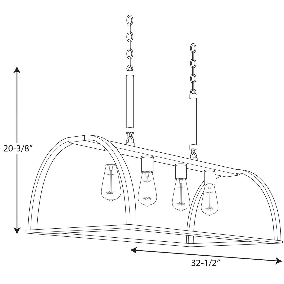 Trestle Collection 4-Light Farmhouse Chandelier - Gilded Iron Rustic Ceiling Light Fixture for Dining Room, Kitchen Island & Entryway