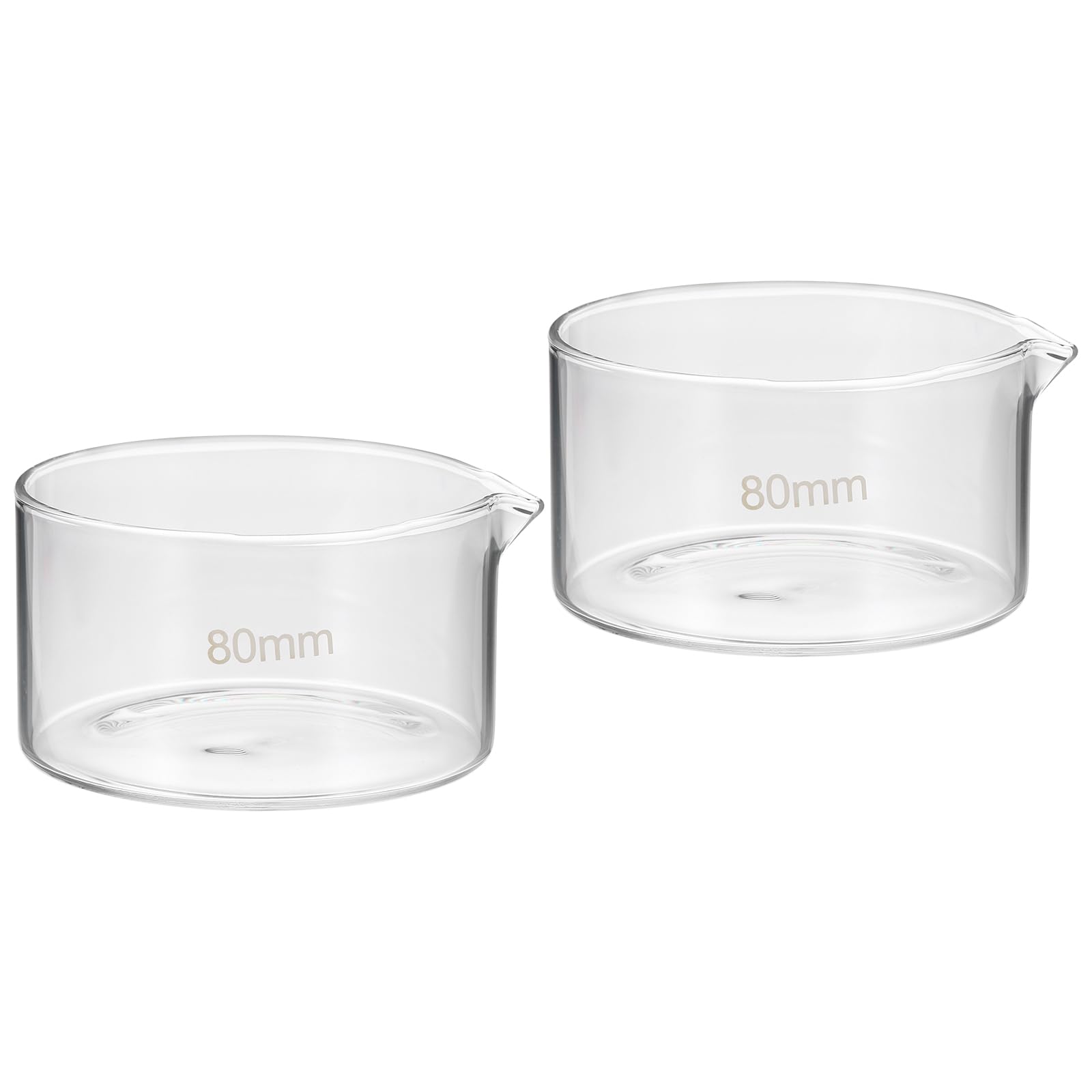 2-Pack 150ml Borosilicate Glass Crystallizing Dishes with Spout - Flat Bottom Lab Evaporation Dishes for Chemistry, Science Experiments, Classroom & Kitchen Use (Durable & Transparent)
