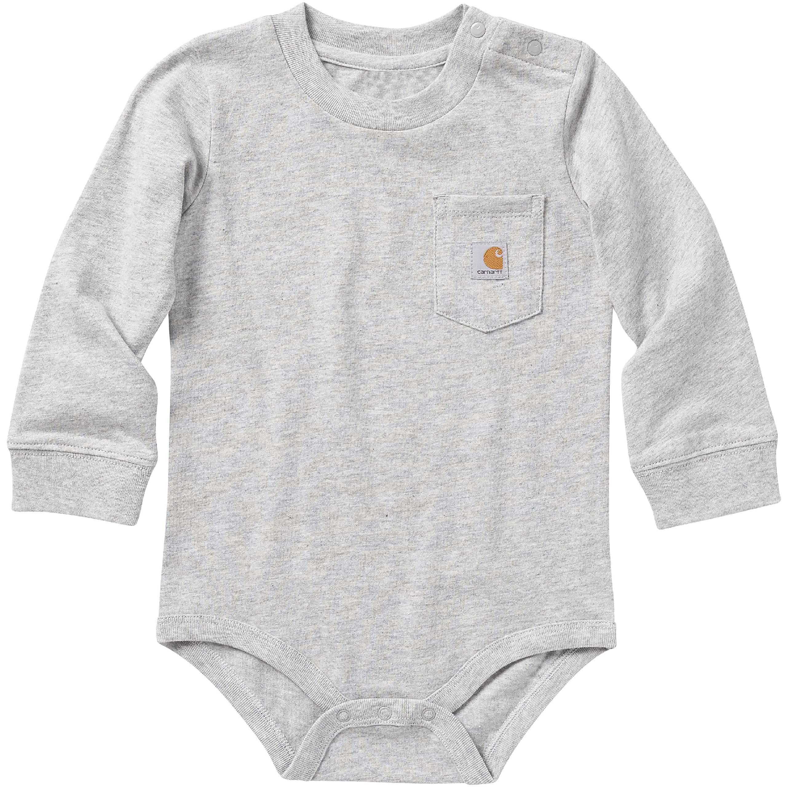 Carhartt Unisex Baby Long-Sleeve Pocket Bodysuit - Soft Cotton Onesie for Infants & Toddlers - Perfect for Playtime, Daycare & Family Outings