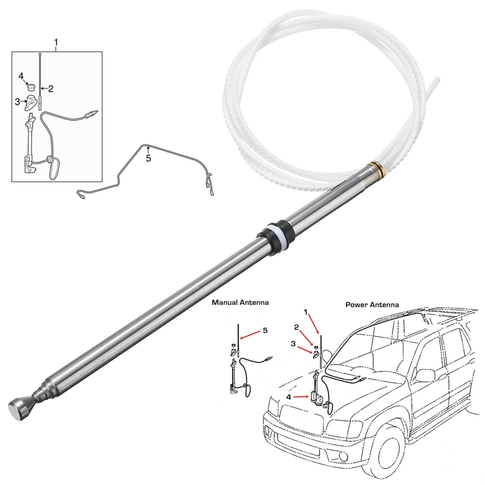 2001-2007 Toyota Sequoia Power Car Antenna Mast Replacement - Compatible with OEM Part 86337-AF011 - Durable Radio Antenna for Enhanced FM/AM Reception - Perfect for Road Trips & Daily Commutes