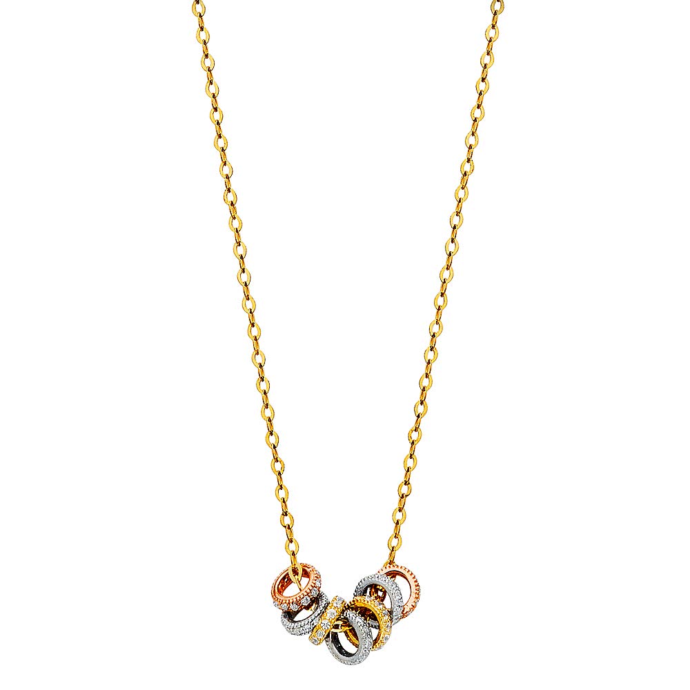 14K Yellow Gold Polished Circle Pendant Necklace - 18