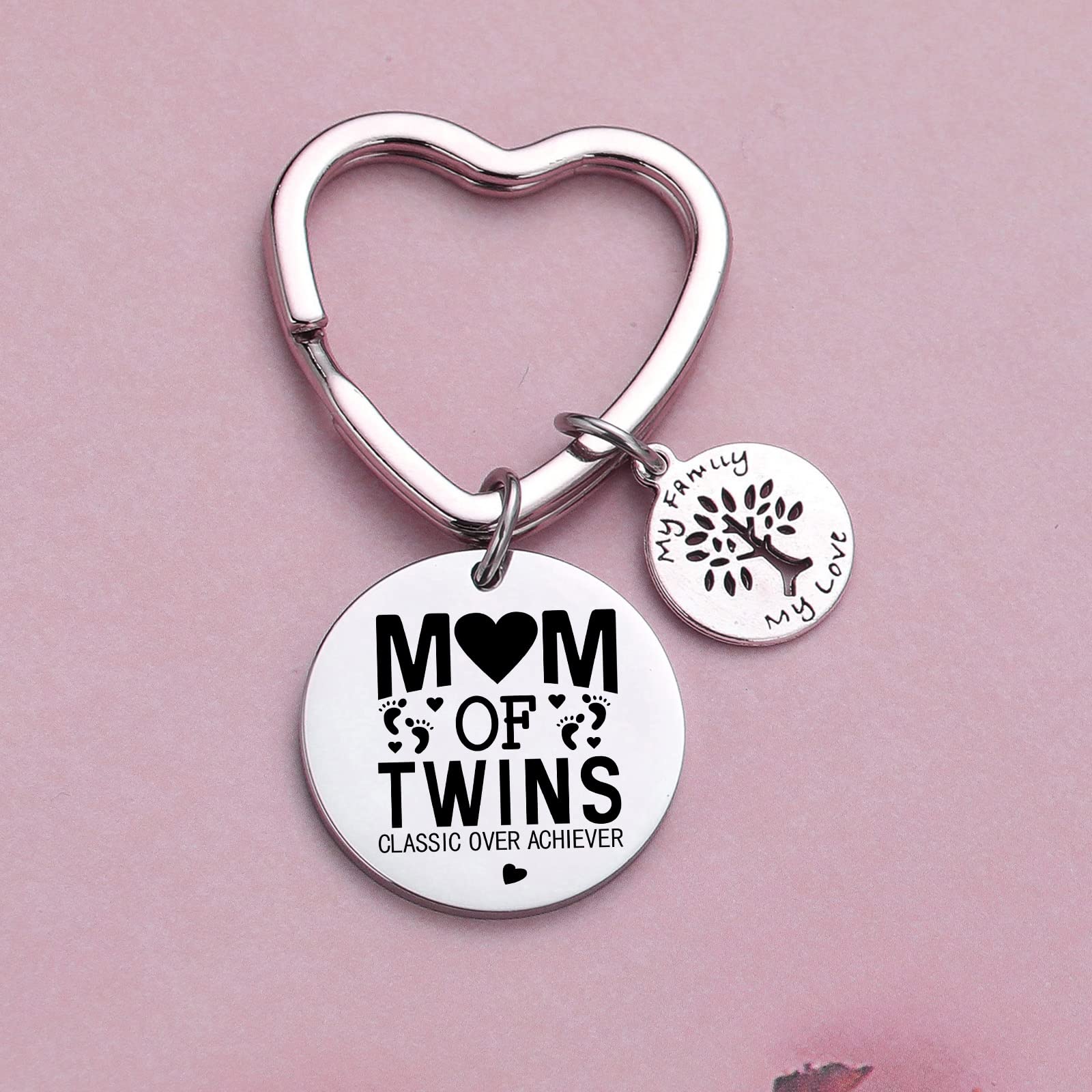 Twin Mom Jewelry - Elegant Mother of Twins Gift, New Mom Necklace, Pregnancy Announcement Keychain, Baby Shower & Mother's Day Jewelry for Wife - Perfect for Celebrating Motherhood & Special Occasions
