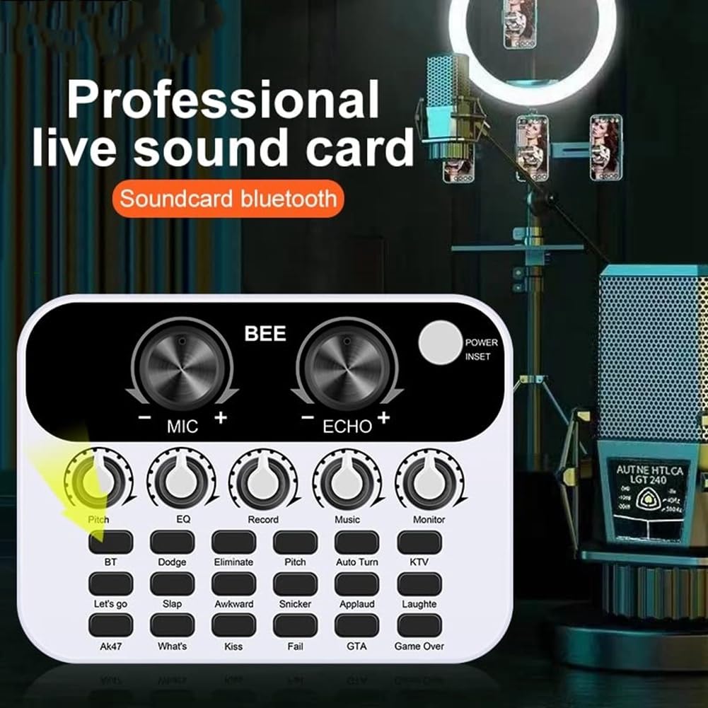 BNTAOMLE Mini USB Audio Interface - Portable Sound Card for PC, Computer & Phone - Podcast Mixer with Live Effects for Recording, Streaming & Broadcasting - Ideal for Home Studios, Gaming & Voiceovers