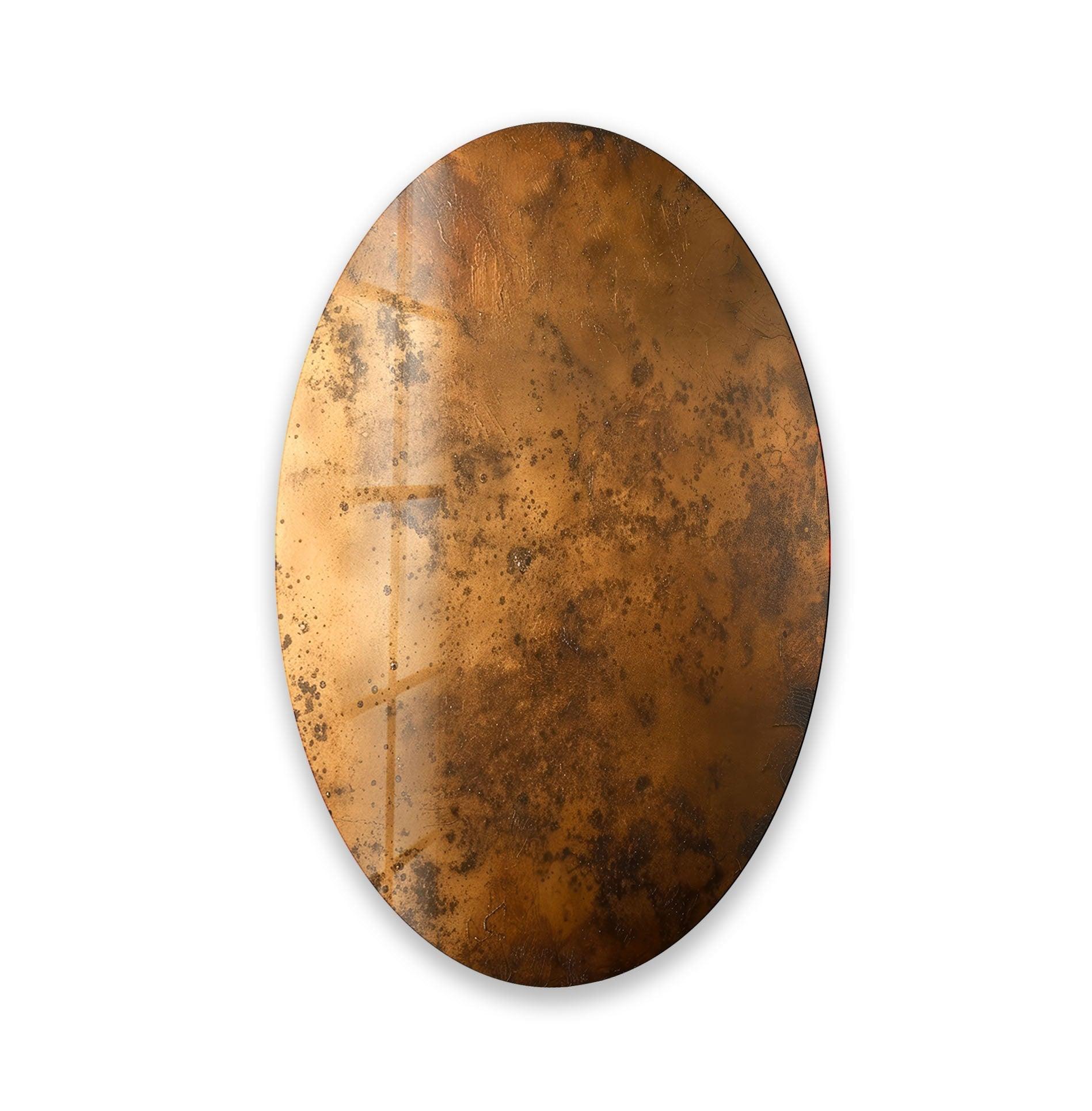 Abstract Bronze Glass Wall Art - Asymmetric Oval Design for Modern Home & Office Decor | Elegant Living Room, Bedroom, or Entryway Statement Piece