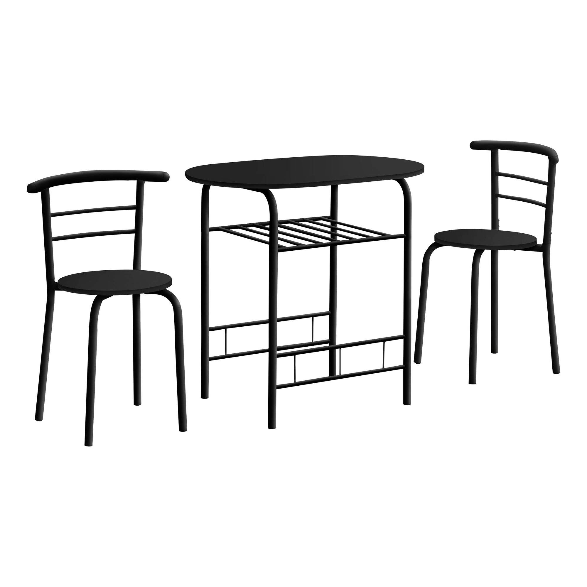 3-Piece Black Dining Set with Metal Base - Modern Kitchen & Dining Room Tableware for Everyday Meals & Entertaining