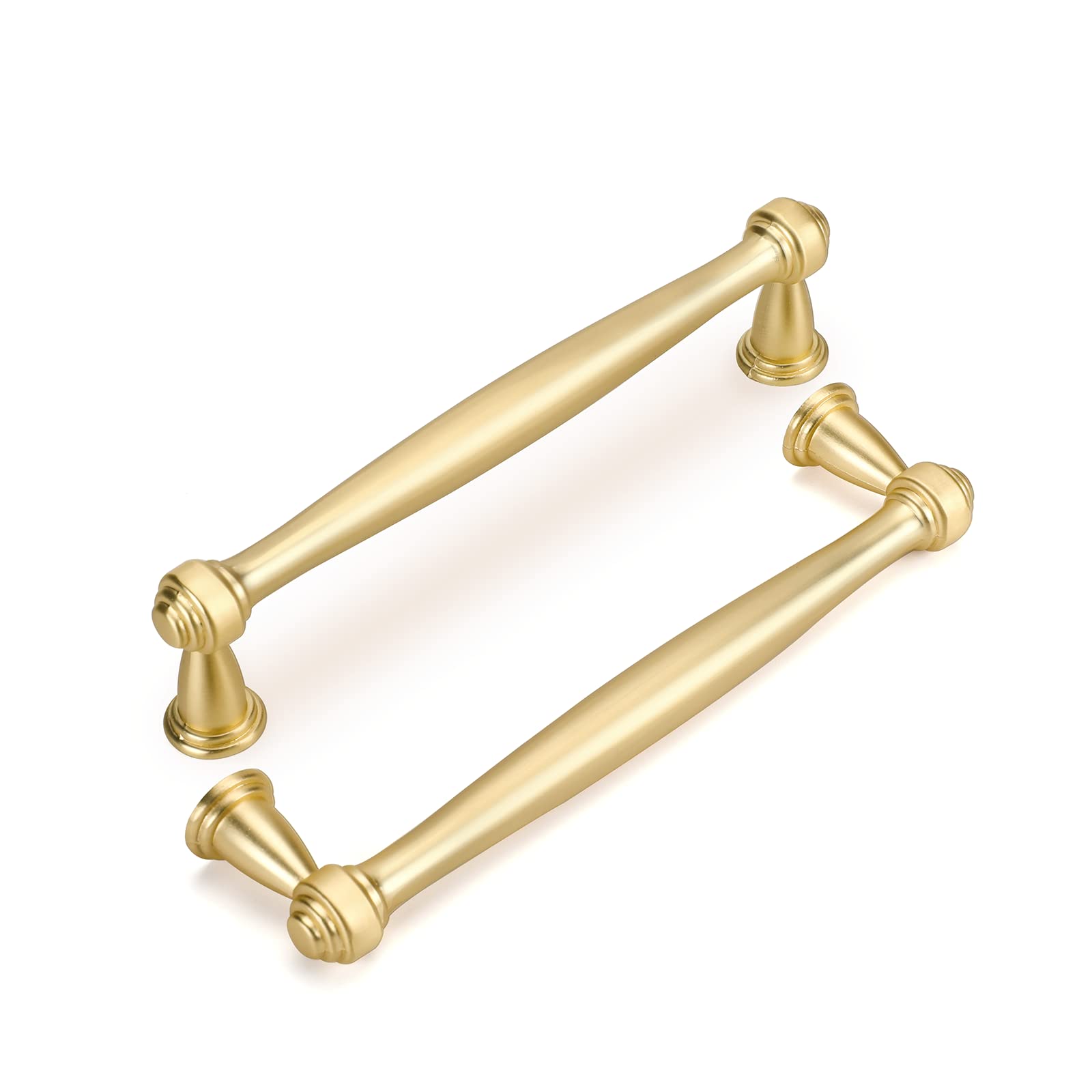 10-Pack Gold Cabinet Handles 5 Inch - Brushed Brass Drawer Pulls for Kitchen, Dresser & Furniture - Vintage Gold Cabinet Hardware for Home Renovation & DIY Projects