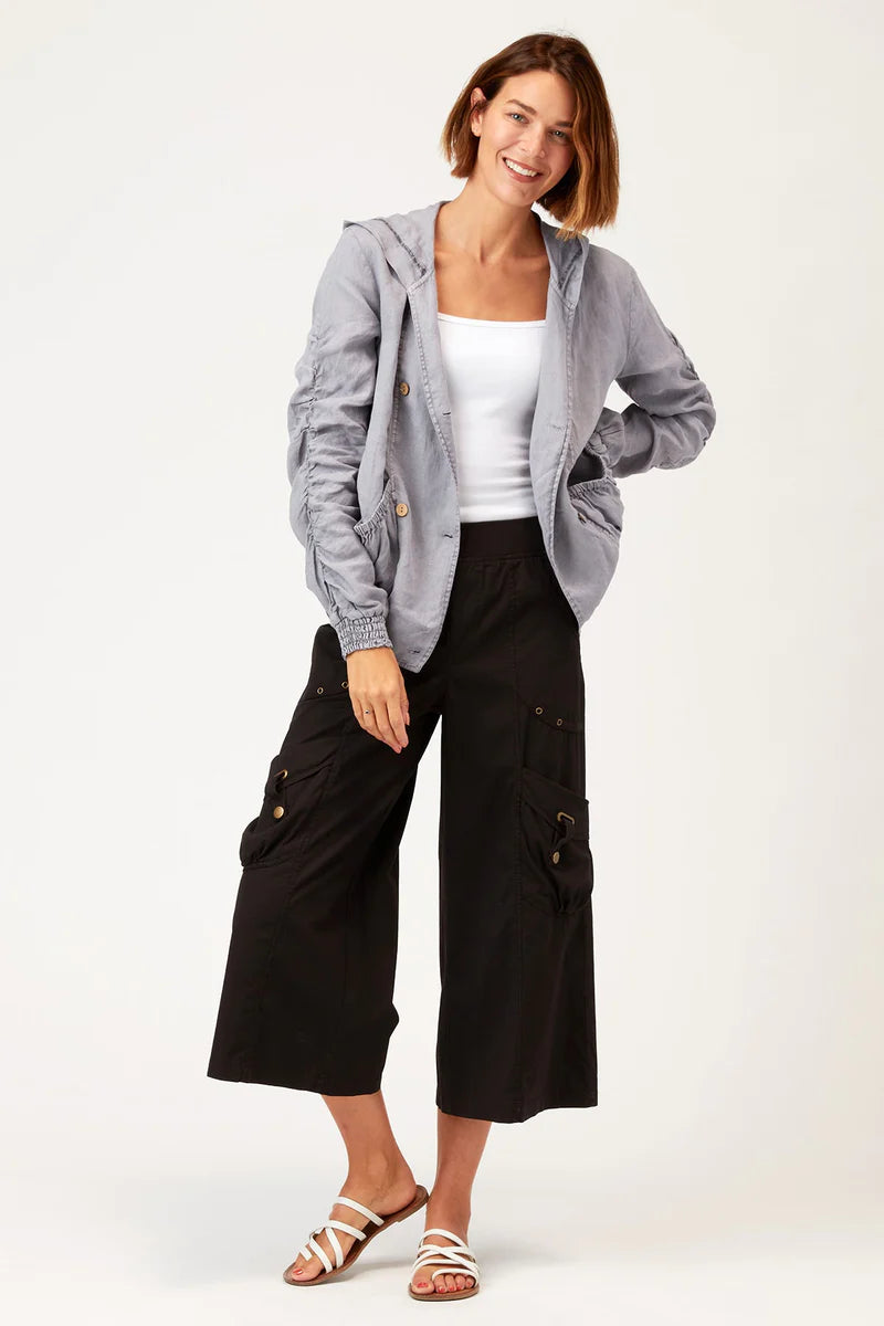 Faulkner Wide Leg Crop Pants - Black High Waist Casual Trousers for Women | Perfect for Office, Travel & Everyday Wear