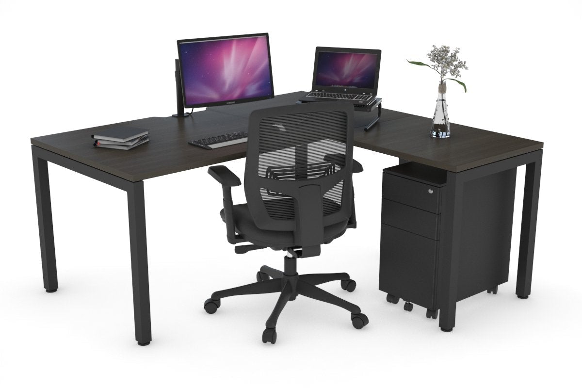 L Shaped Corner Office Desk with Quadro Square Legs - 1400L x 1800W Dimensions, Cable Management Scallop - Perfect for Home Office, Gaming Setup & Small Workspace
