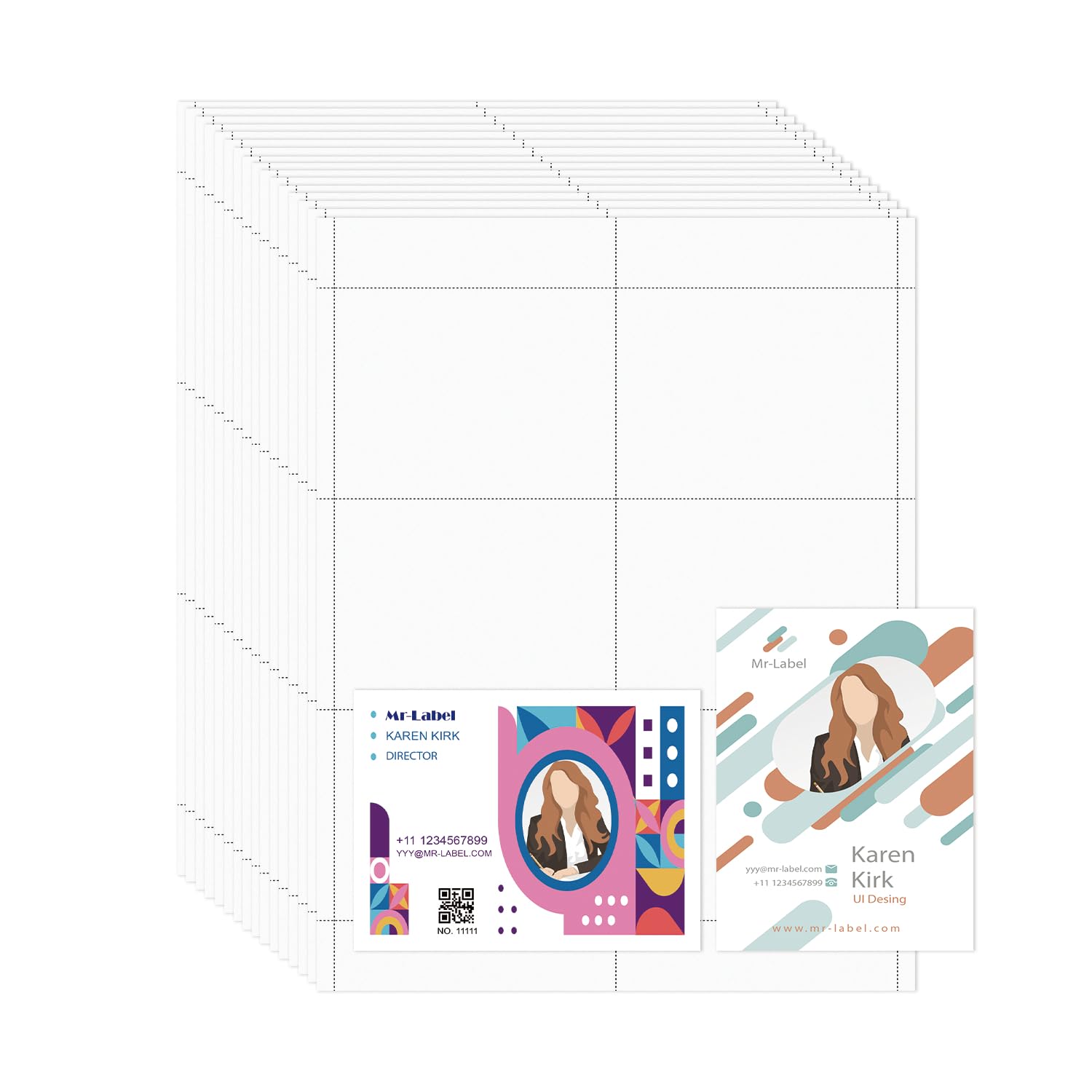 Mr-Label 600 Name Badge Inserts, 230GSM Heavyweight Card Stock - 3 x 4 Inch Two-Sided Printable Badge Refills, Micro-Perforated White Paper for Inkjet & Laser Printers - Perfect for Office Events, Conferences, and Professional Networking