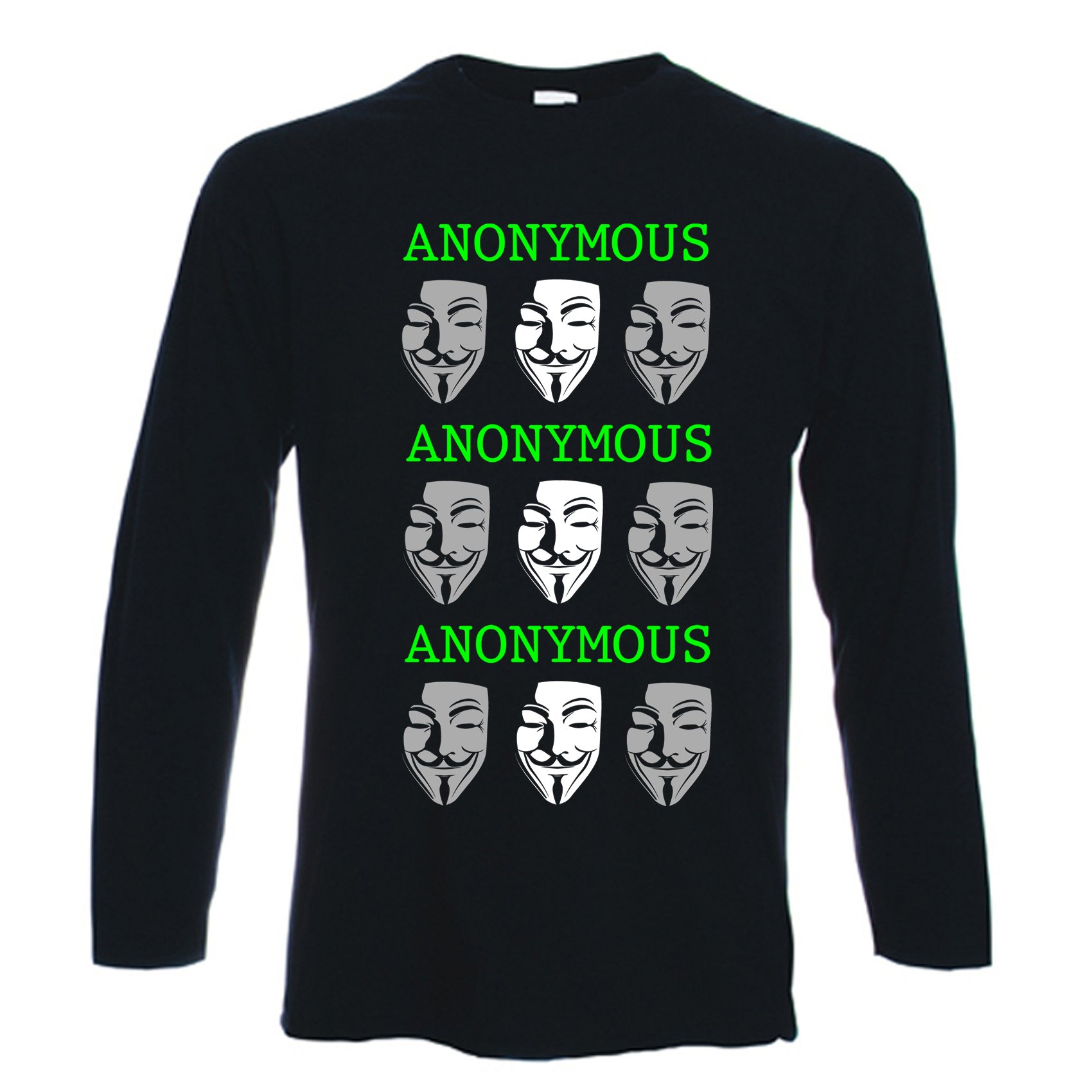 Anonymous Mask Long Sleeve T-Shirt for Men - Tribal Graphic Streetwear Top - Perfect for Protests, Cosplay & Urban Fashion