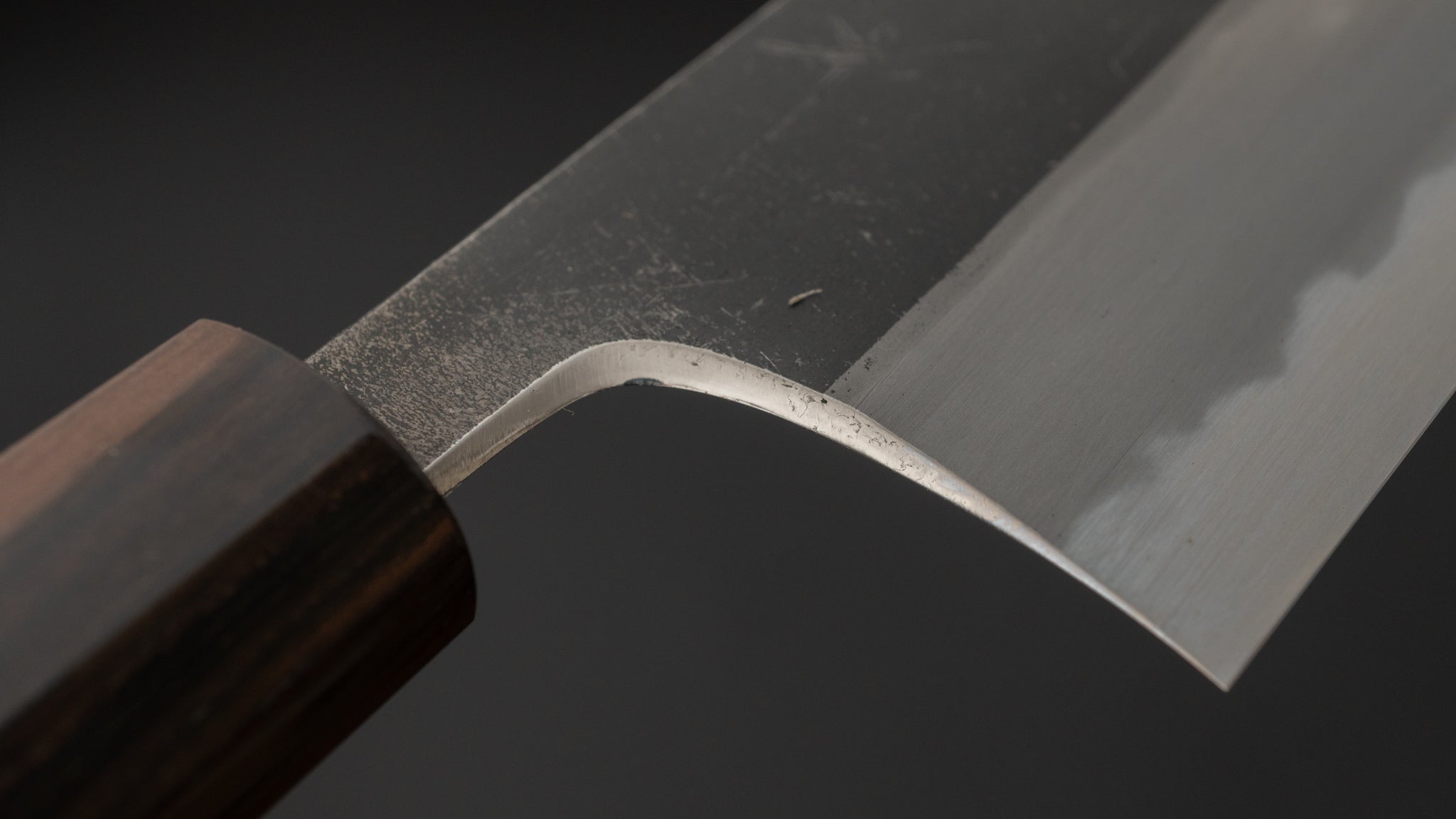 Hitohira Togashi Blue #2 Kurouchi Nakiri Knife - Japanese Chef Knife with Cherry Wood Handle & Ebony End - Perfect for Slicing Vegetables, Herbs & Sushi Preparation
