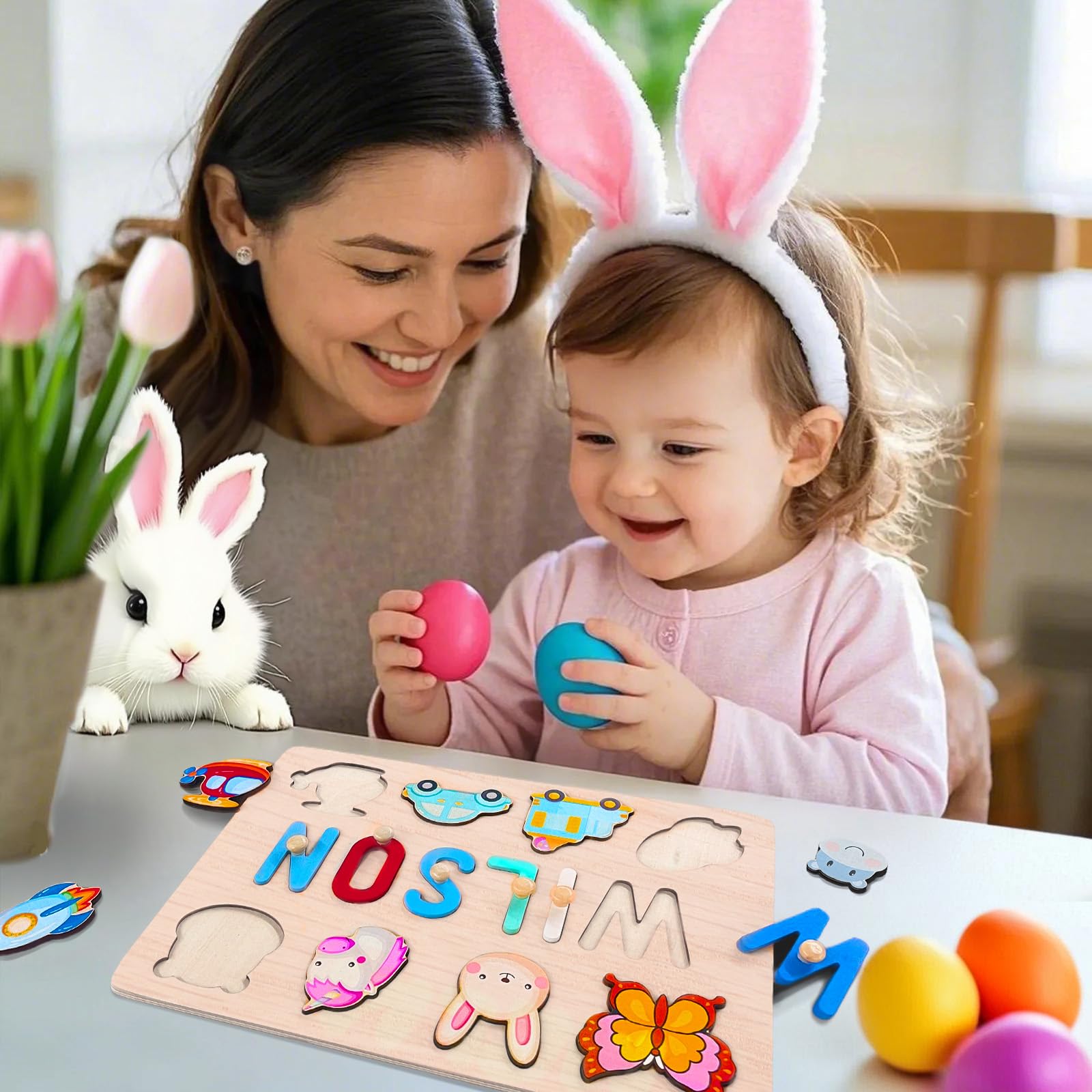 Custom Name Puzzle for Kids - 1st Birthday & Christmas Gift for Boys & Girls - Nursery Decor