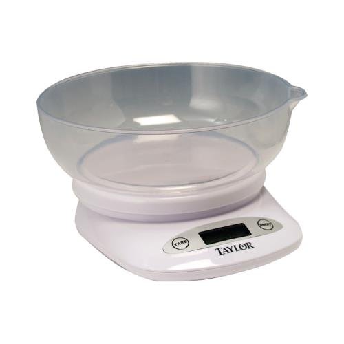 Taylor 380444 4.4-Lb Digital Kitchen Scale with Bowl - Precise Food Measuring for Baking, Cooking & Portion Control