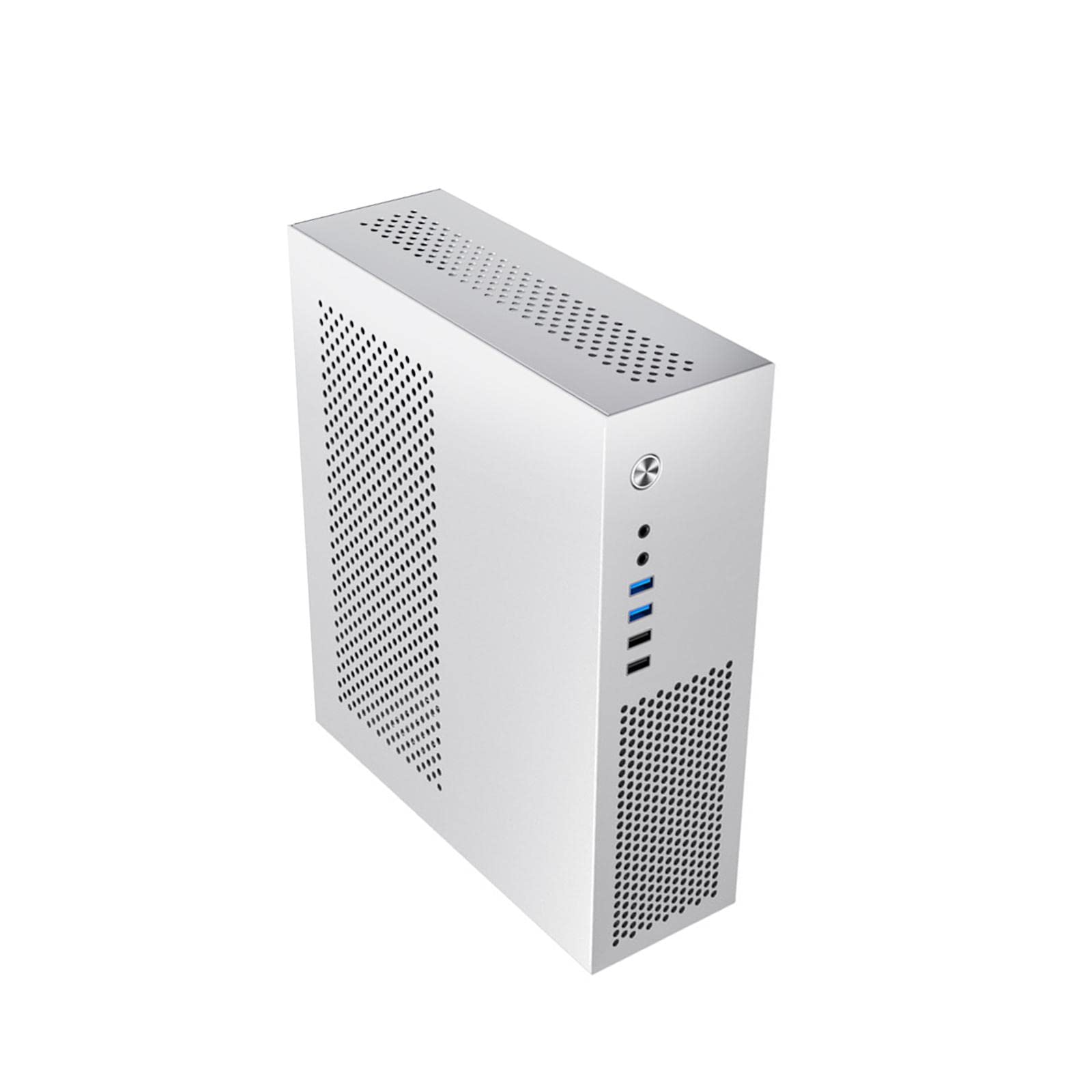 SECRET DESIRE Metal Wall Mounted Computer Case - Compact Desktop Chassis for Micro ATX 24x24 Motherboard (Silver) | Perfect for Space-Saving Home Office & Gaming PC Setups