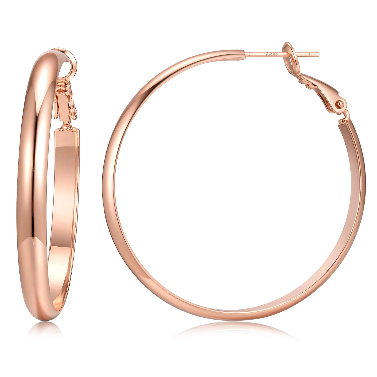14K Gold Plated Chunky Hoop Earrings for Women - 925 Sterling Silver Post Thick Tube Hoops | Everyday Wear, Parties & Gifts