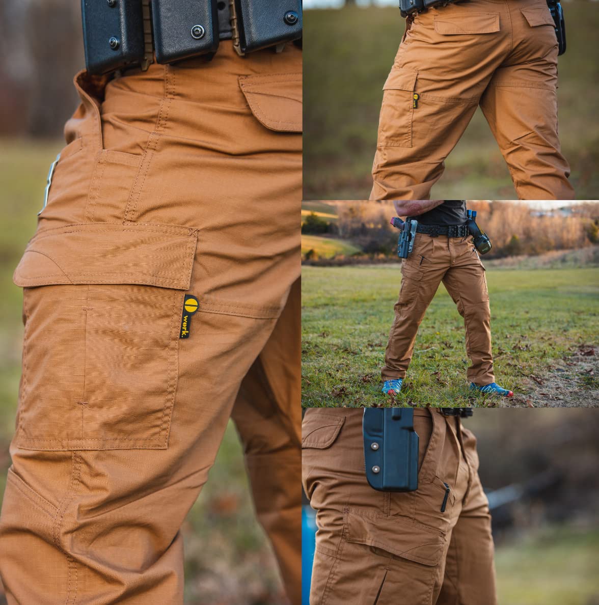 WHITEDUCK Men's Tactical Pants - Ripstop Stretch Water Resistant Cargo Pants with 13 Pockets for Military, Hiking & Outdoor Activities | Durable Work Pants for Camping, Hunting & Construction