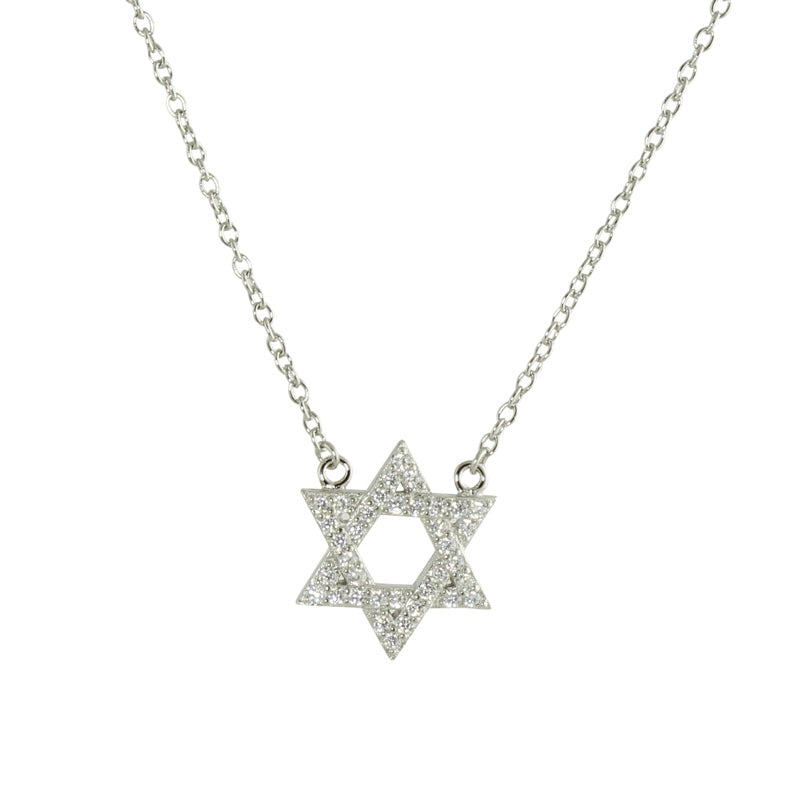 CZ Star of David Necklace - 925 Sterling Silver Jewish Pendant for Women & Men - Elegant Religious Jewelry Gift for Hanukkah, Bar Mitzvah & Everyday Wear