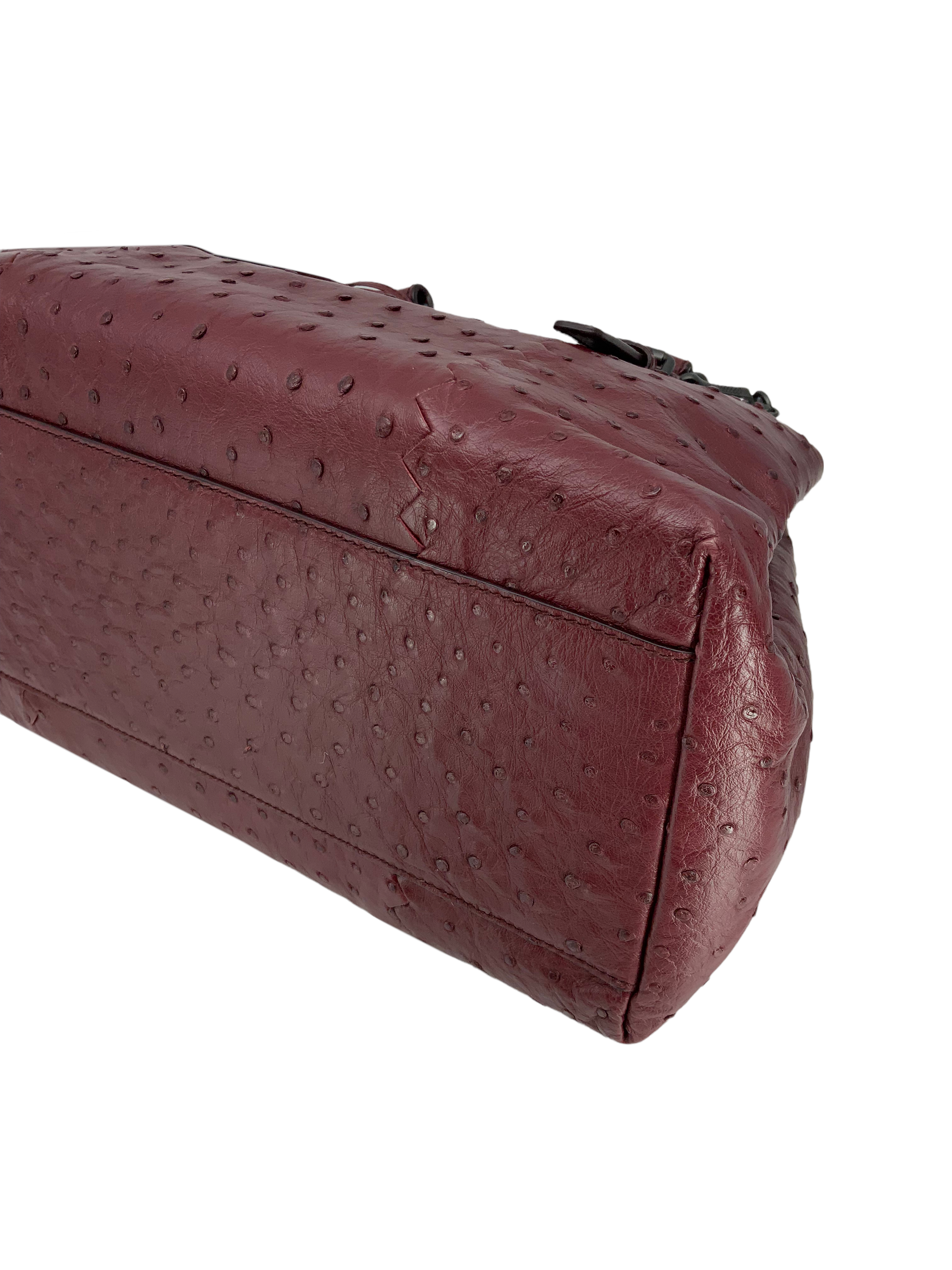 Bottega Veneta Small Roma Ostrich Leather Crossbody Bag - Authentic Luxury Handbag for Women, Perfect for Date Night & Evening Events