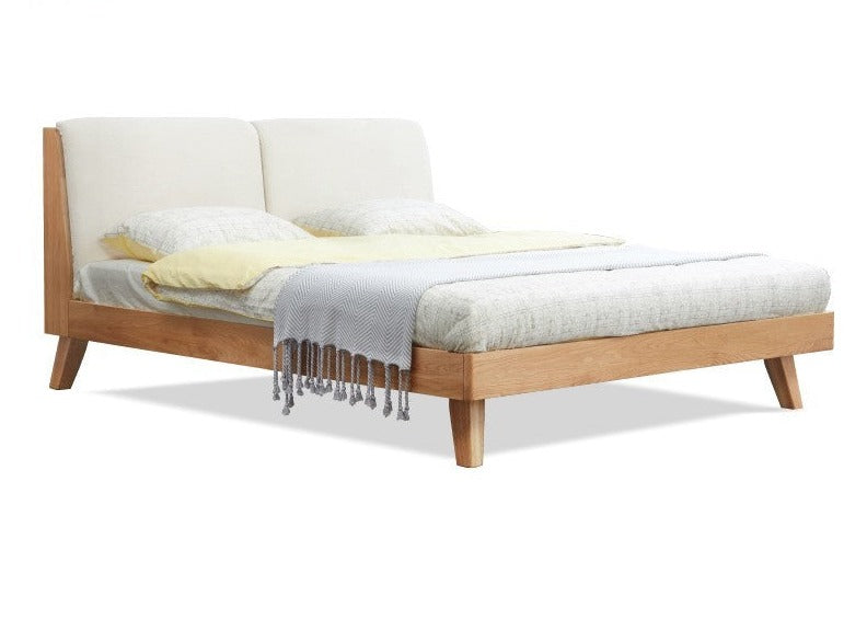 Solid Oak Wood Soft Bed Frame - Queen Size, Natural Wood Finish - Perfect for Master Bedrooms, Guest Rooms & Cozy Home Decor