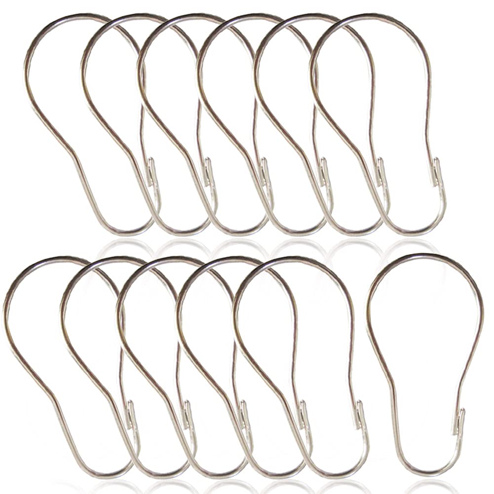 ReNext 12-Pack Metal Shower Curtain Rings Hooks - Durable Rustproof Bathroom Accessories for Shower Curtains, Liners, and Fabric Panels (Perfect for Home, Hotel, Apartment Bathroom Decor)