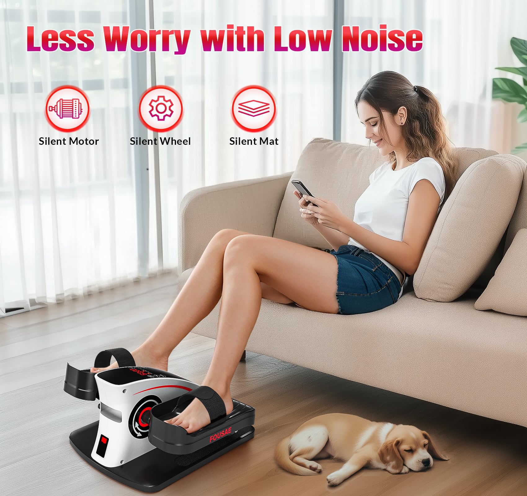Under Desk Elliptical Machine - 15-Speed Adjustable Quiet Leg Exerciser for Seniors with LCD Display & Remote Control | Compact Electric Pedal Exerciser for Office, Home Workout & Physical Therapy