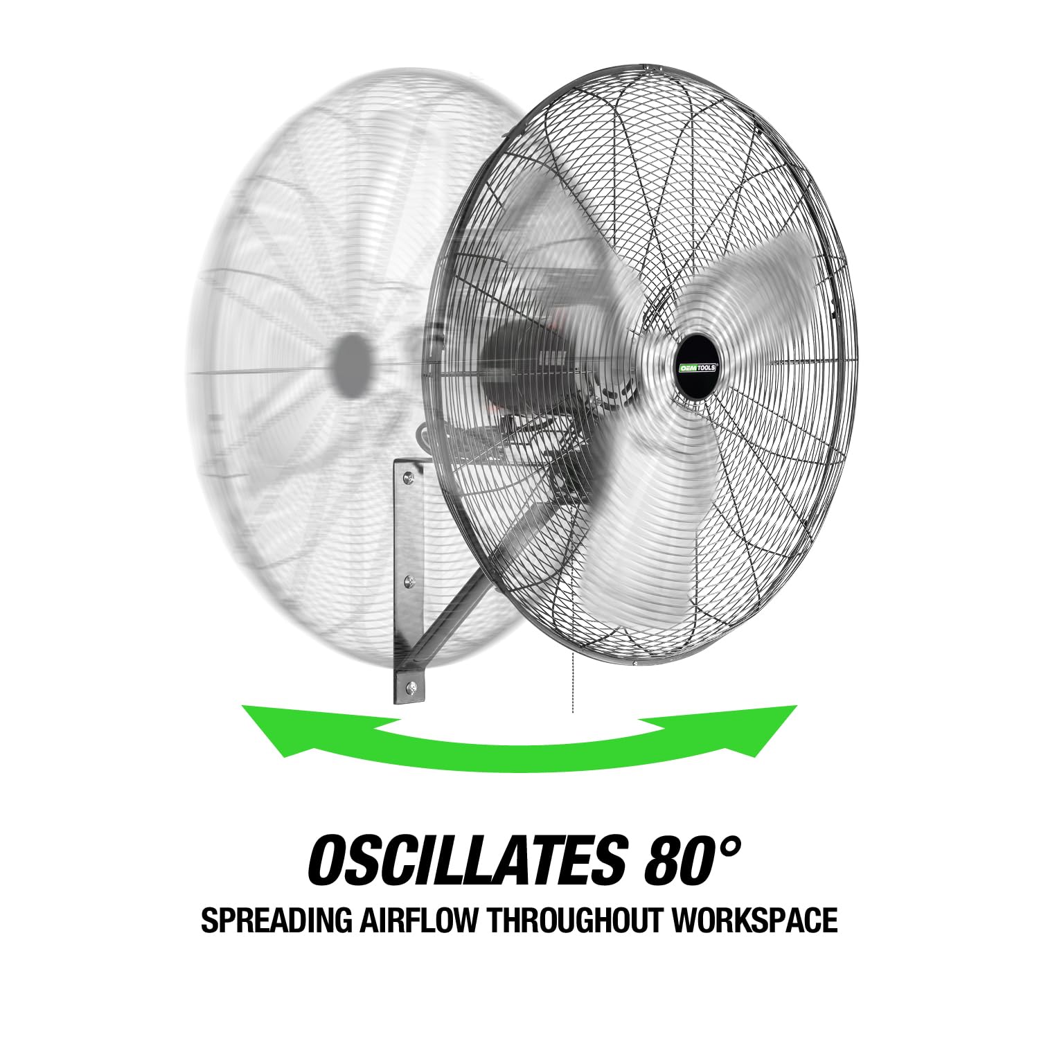 OEMTOOLS OEM24883 24 Inch Heavy Duty Industrial Wall Mount Oscillating Fan - 6500 CFM High Velocity Airflow for Garage, Workshop & Warehouse Cooling | Large Shop Fan with Wide Oscillation