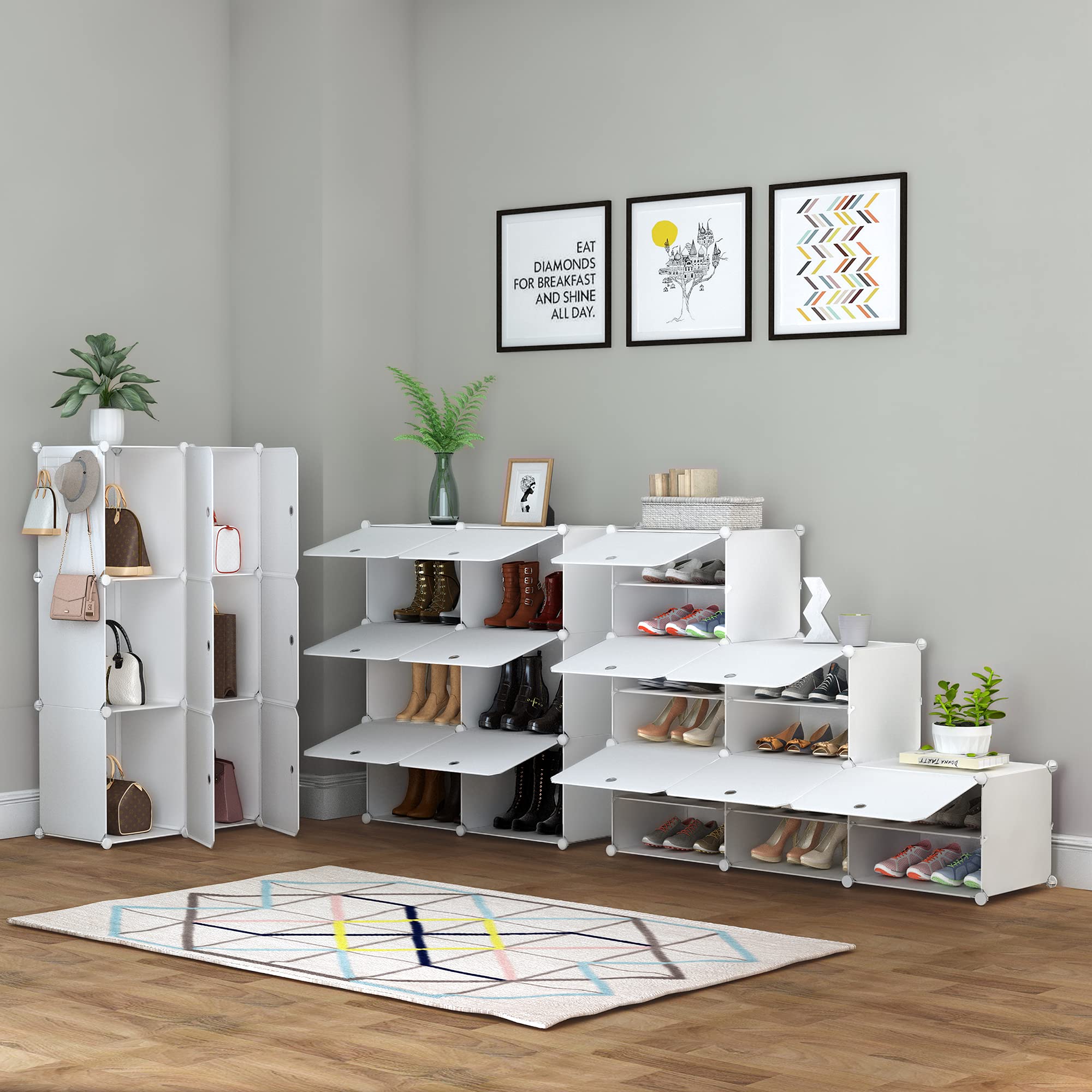 HOMIDEC 6-Tier Shoe Rack - 24 Pair Plastic Shoe Storage Cabinet Organizer for Closet, Hallway, Bedroom & Entryway | Space-Saving Shoe Shelf for Small Apartments & Dorm Rooms