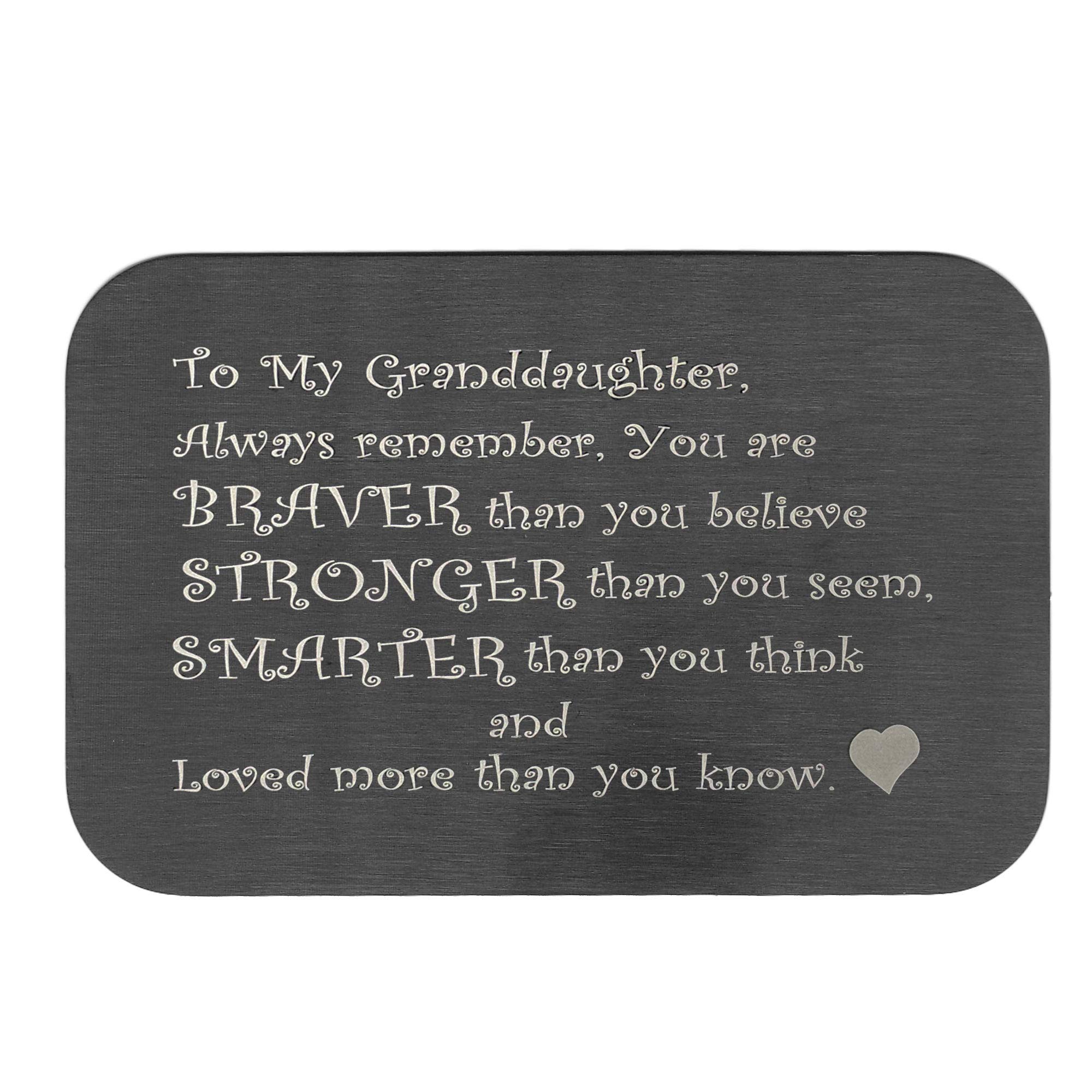 Personalized Engraved Metal Wallet Card for Granddaughter - Braver Stronger Smarter Photo Gift | Perfect for Birthdays, Graduation & Special Occasions