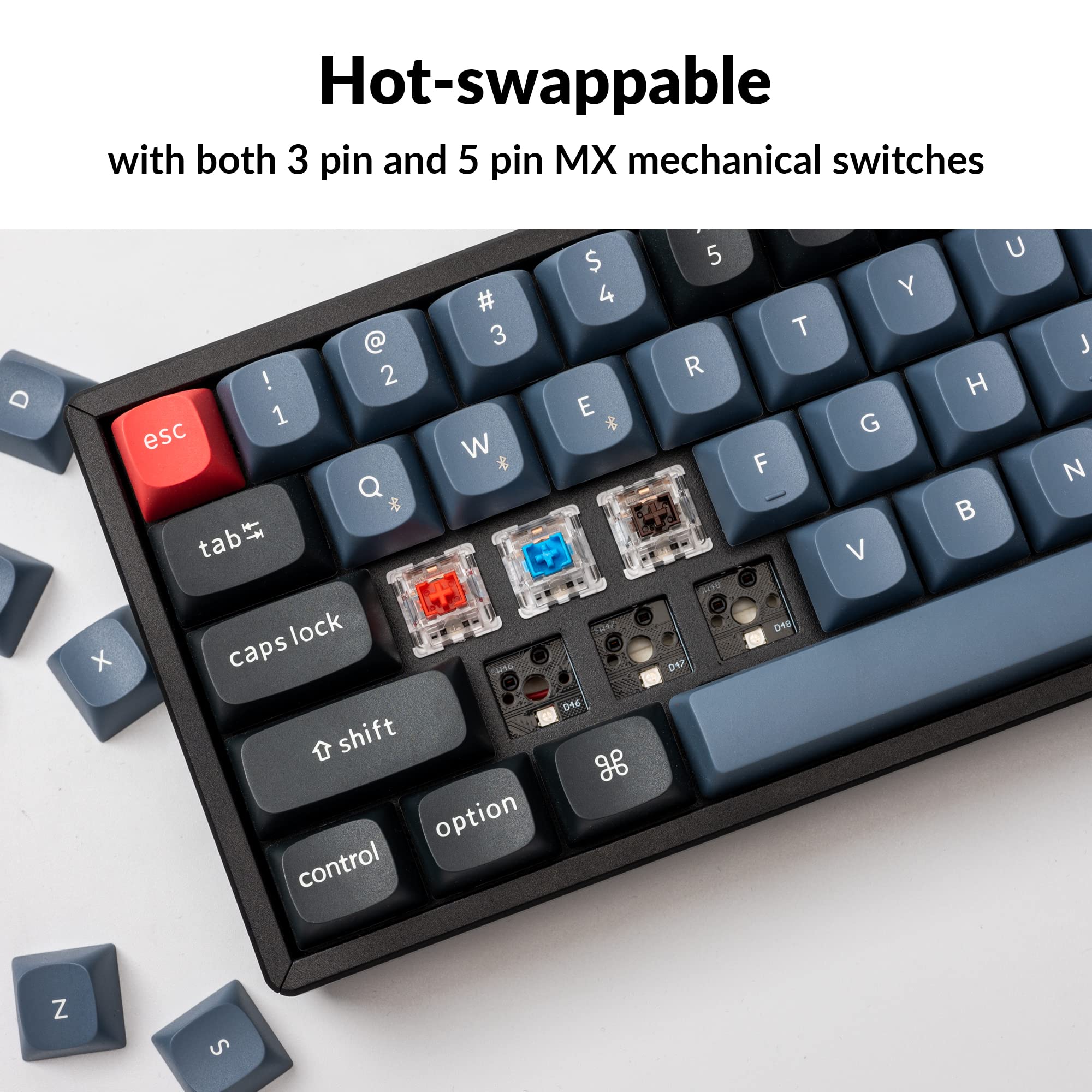 Keychron K6 Pro Wireless Custom Mechanical Keyboard - QMK/VIA Programmable, Hot-Swappable K Pro Blue Switches, 65% Compact Layout with Aluminum Frame & RGB Backlighting for Mac/Windows/Linux - Perfect for Office Work, Gaming, and Programming