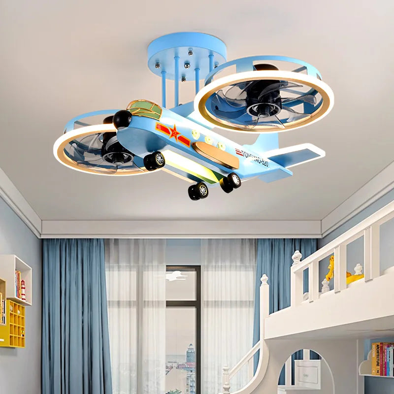 Kids Airplane Night Light with Dual Cooling Fans - Perfect for Nursery, Bedroom & Playroom Decor