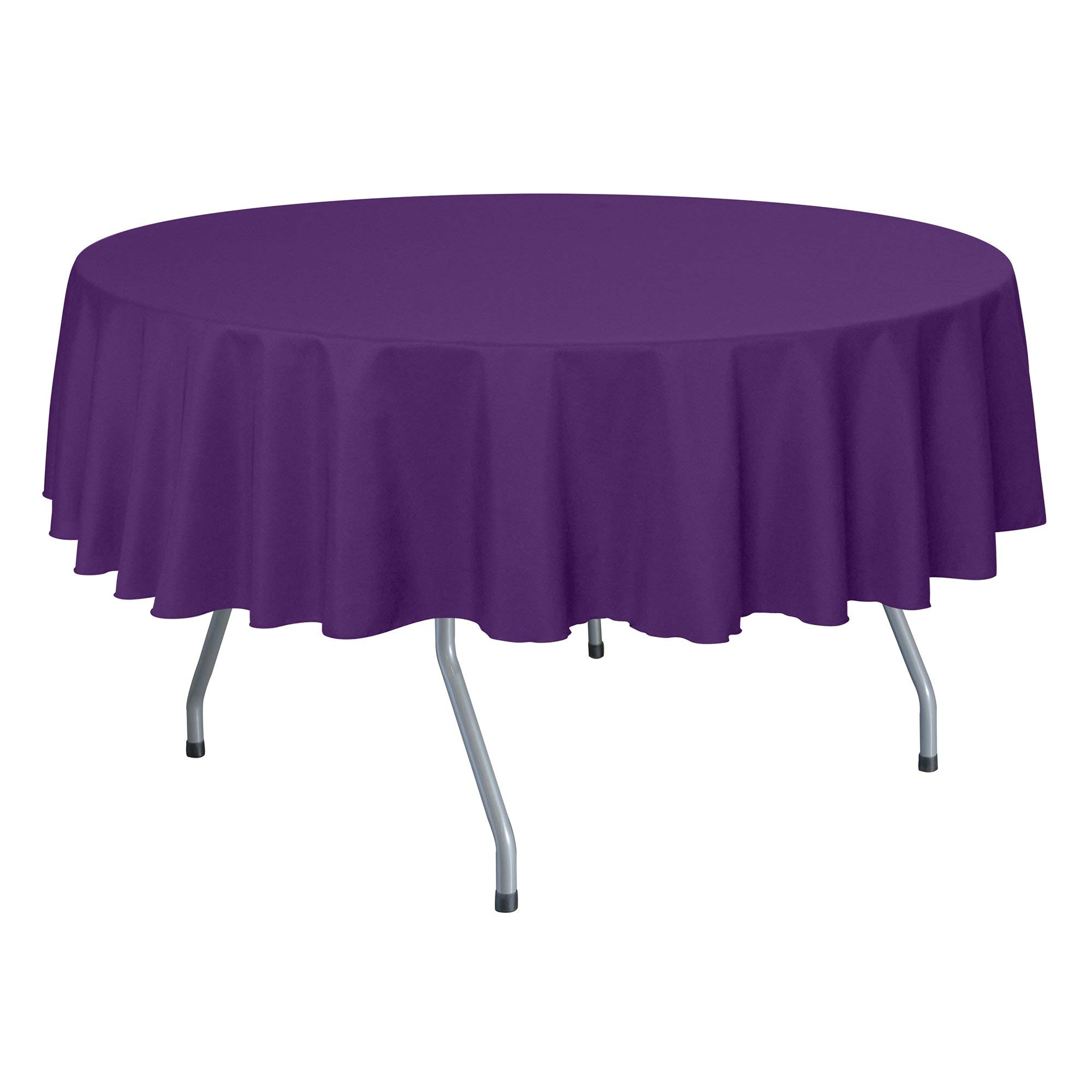 10 Pack 60-Inch Round Polyester Tablecloth - Wrinkle & Stain Resistant Linen-Like Table Cover for Dining, Parties, Weddings - Fits Tables Under 60