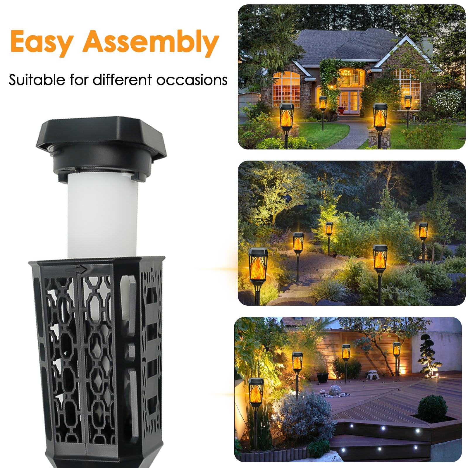 10-Pack Upgraded Solar Halloween Lights - Outdoor Solar Torch with Flickering Flame for Garden, Yard & Party Decorations | Waterproof & Weatherproof | Perfect for Halloween, Christmas, Patio, Pathway & Backyard Lighting