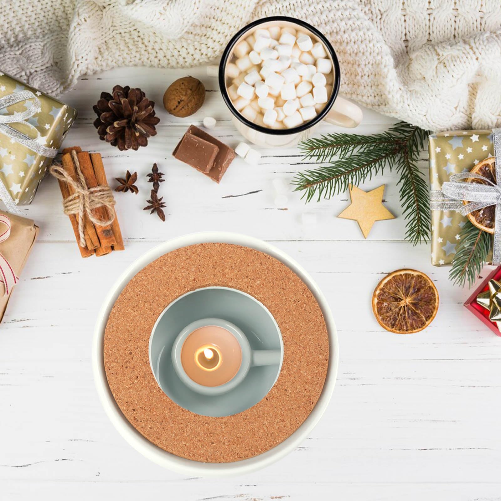 KAYCROWN Ceramic Teapot Warmer with Tealight Holder - White Tea Light Heater for Coffee, Milk Tea & Hot Beverages | Perfect for Home, Office & Tea Party Use
