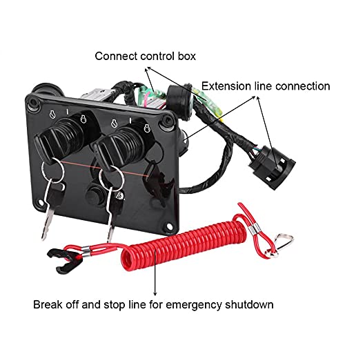 12V Dual Engine Key Switch Panel Main Twins Switch Control Assembly for Yamaha Outboard Engines 6K1-82570-13-00 - Marine Boat Accessories for Engine Control & Safety (Perfect for Fishing Boats, Speedboats & Watercraft)