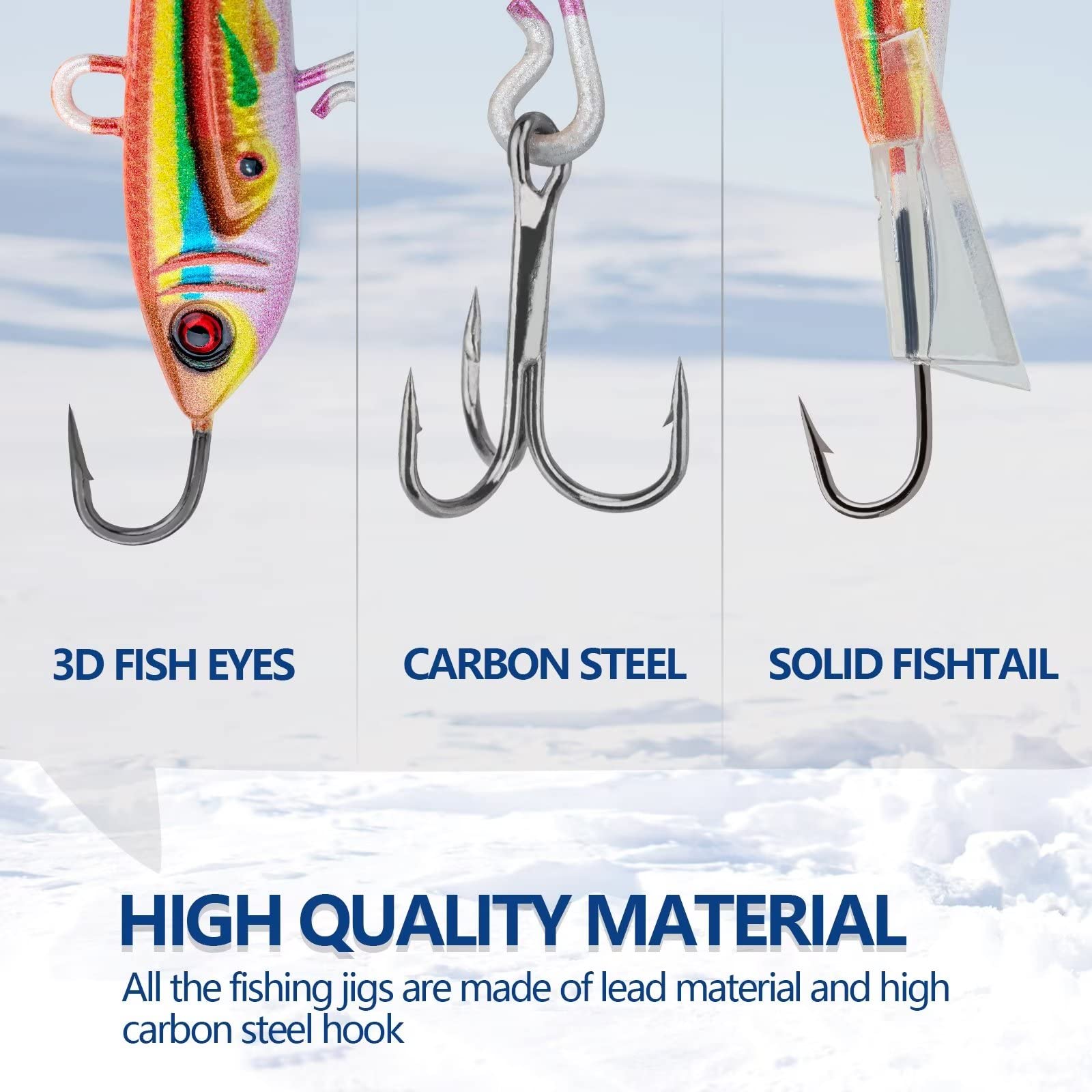 THKFISH Ice Fishing Jigs Kit - 4PCS/8PCS 10g(0.35oz) & 18g(0.63oz) Vertical Lures for Crappie, Panfish, Walleye, Bluegill - Winter Ice Fishing Gear for Freshwater Fishing | Perfect for Ice Anglers & Cold Weather Fishing Adventures
