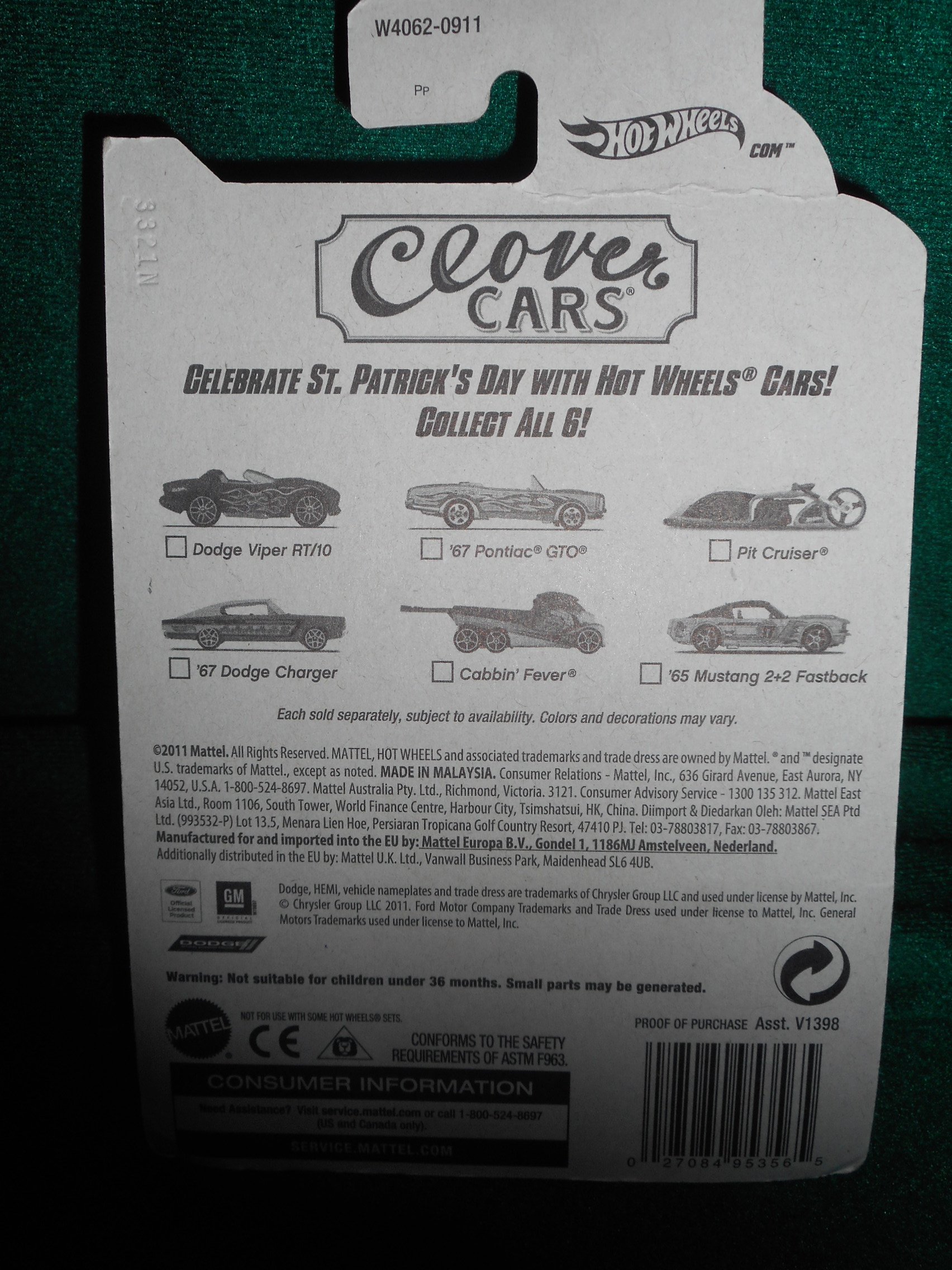 Mattel Hot Wheels 2012 Cabbin' Fever Clover Cars - Collectible Die-Cast Toy Cars for Kids & Adults - Perfect for Racing, Display & Gift Giving