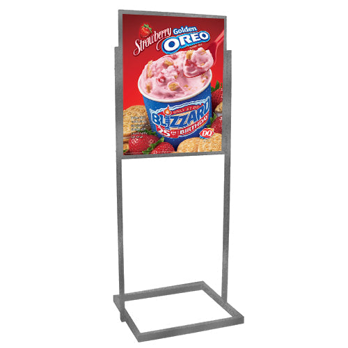1 Tier Information Board 24x36 - Heavy Duty Rectangular Base Sign Stand with Top Load Poster Holder | Perfect for Retail Stores, Offices, and Event Displays