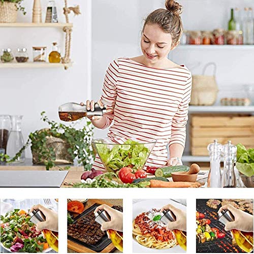 Premium Olive Oil and Vinegar Dispenser - 200ml Glass Cruet Bottle with Sprayer for Kitchen, Cooking, Salad Dressing, Bread Baking & Grilling | Portable Oil Sprayer for Healthy Cooking & Meal Prep