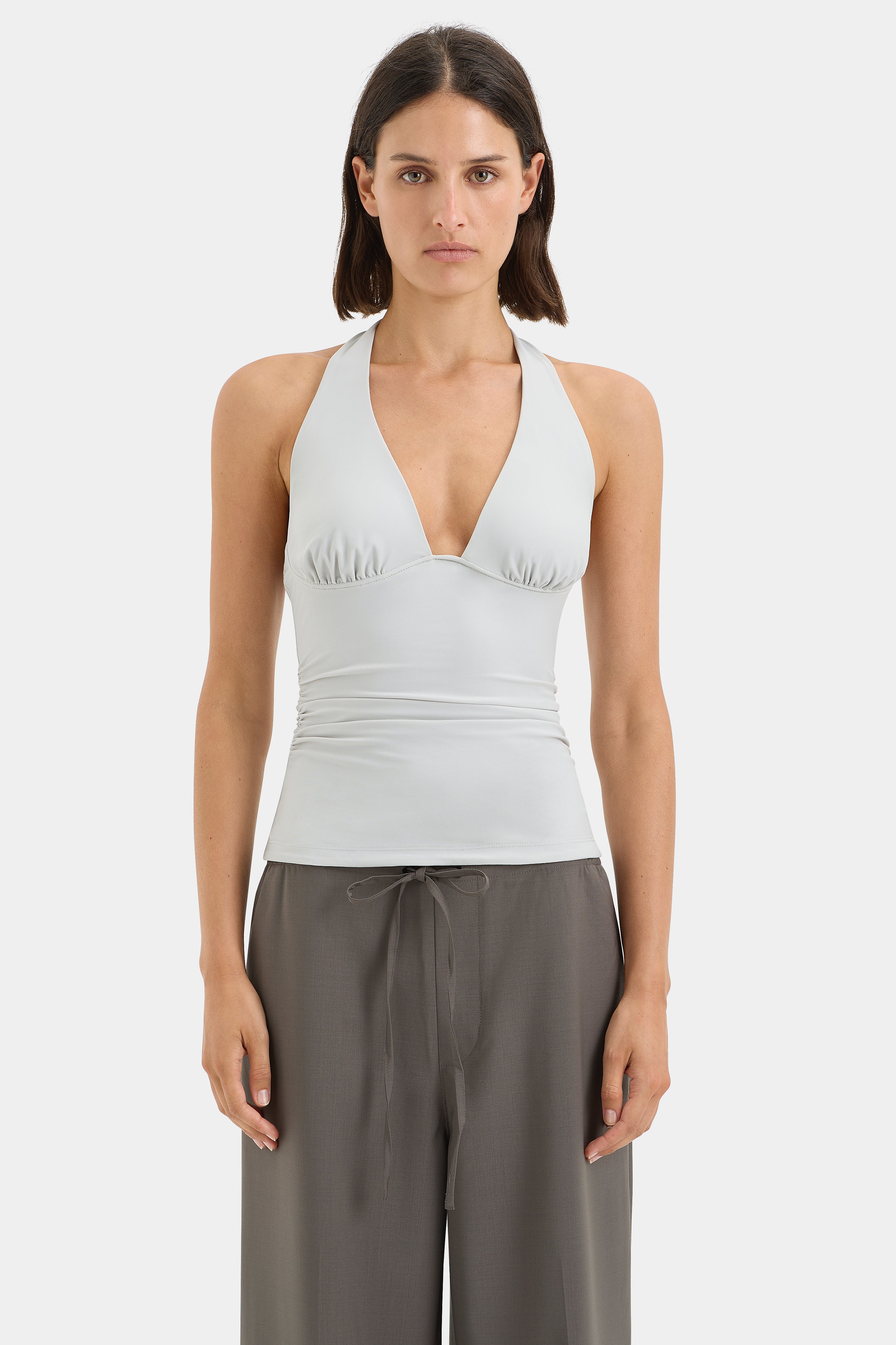 Elm Halter Top for Women - Grey Blue Summer Fashion - Perfect for Beach, Parties & Casual Outings