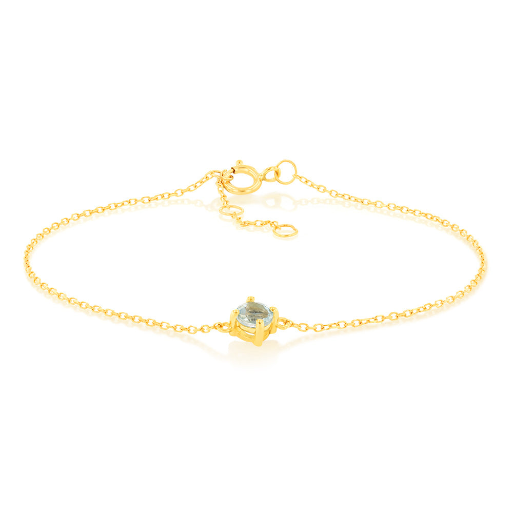 0.24 Carat Aquamarine Adjustable Bracelet 17cm in 9ct Yellow Gold - Elegant Jewelry Gift for Women, Perfect for Weddings, Anniversaries & Special Occasions