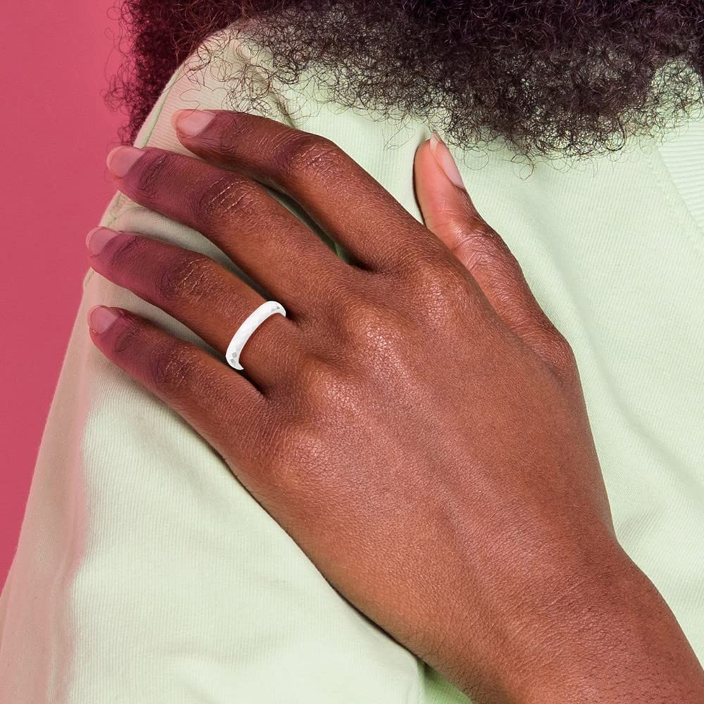 4mm White Ceramic Faceted Bridal Engagement Wedding Band Ring - Elegant Fine Jewelry for Women - Perfect Gift for Her - Ideal for Proposals, Anniversaries & Special Occasions